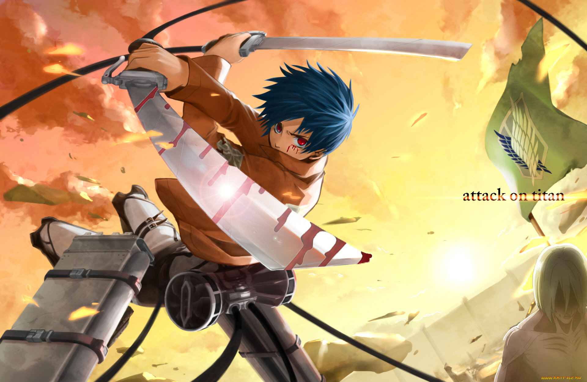 аниме, shingeki, no, kyojin, атака, титанов