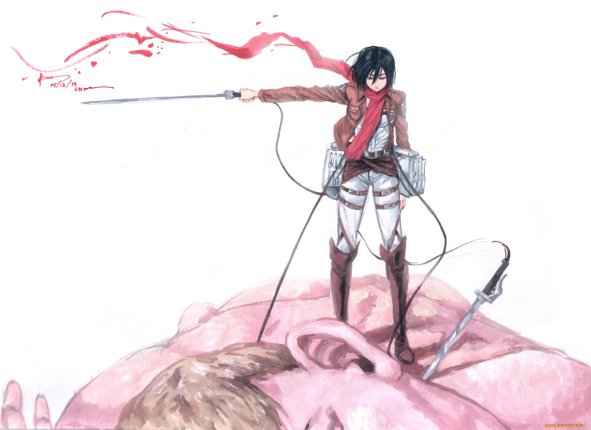 аниме, shingeki, no, kyojin, микаса