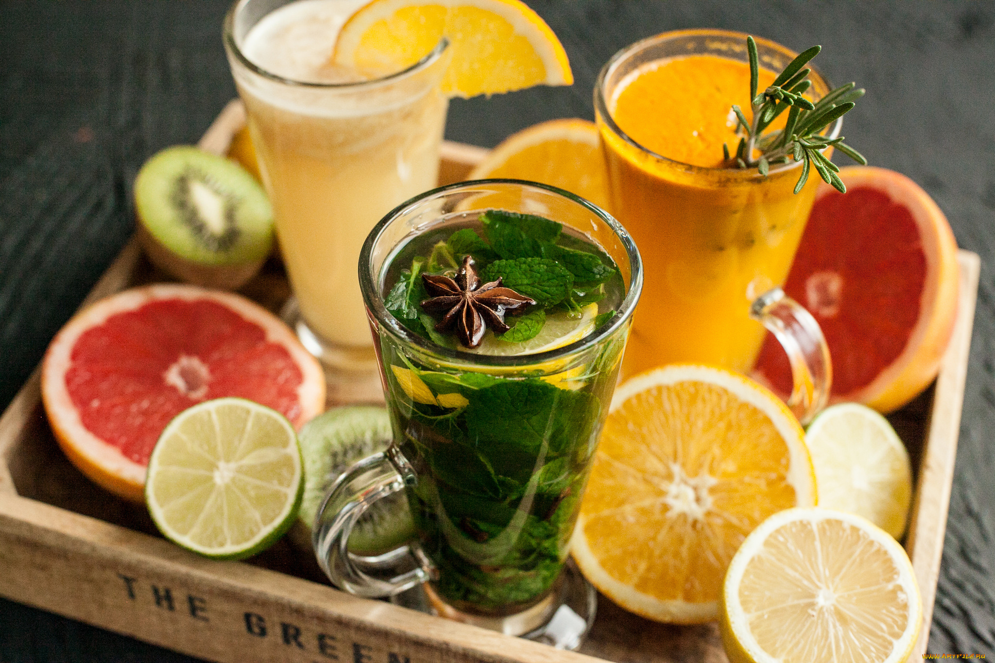 еда, напитки, киви, мята, апельсин, цитрусы, напиток, лайм