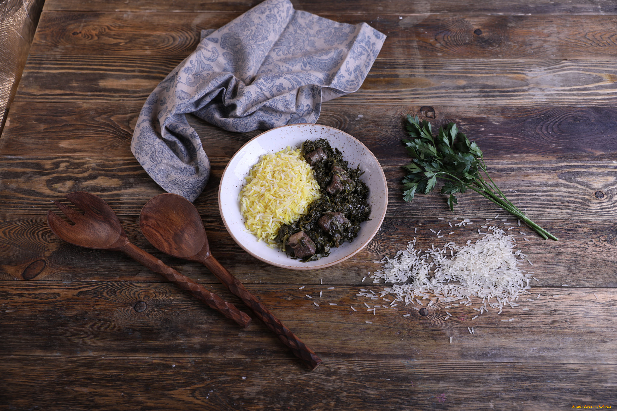 еда, вторые, блюда, мясо, рис, зелень, второе, блюдо