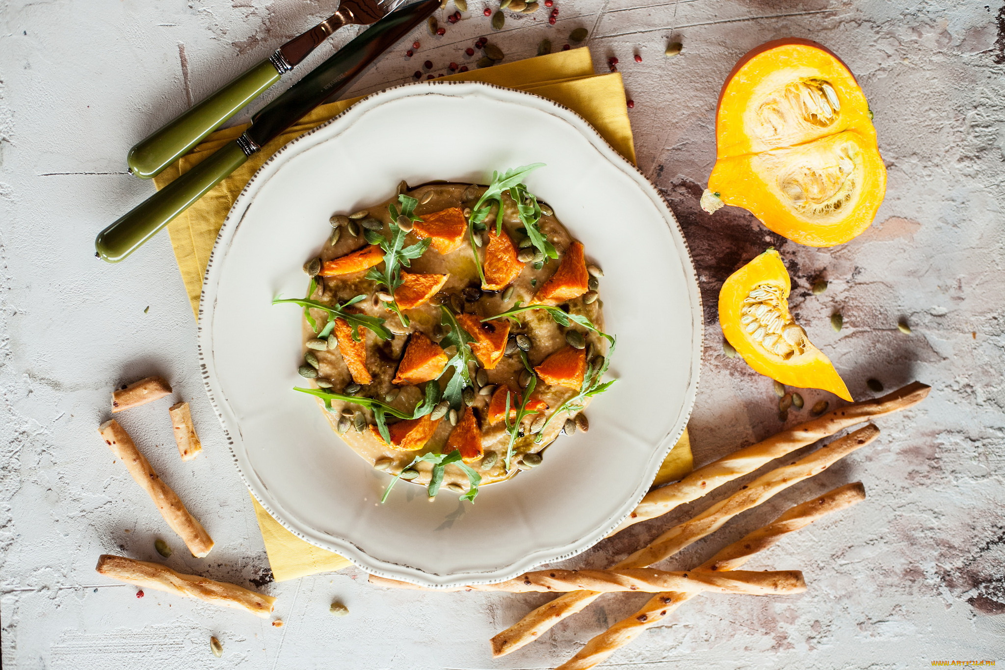 еда, вторые, блюда, тыква, палочки, зелень, второе, блюдо