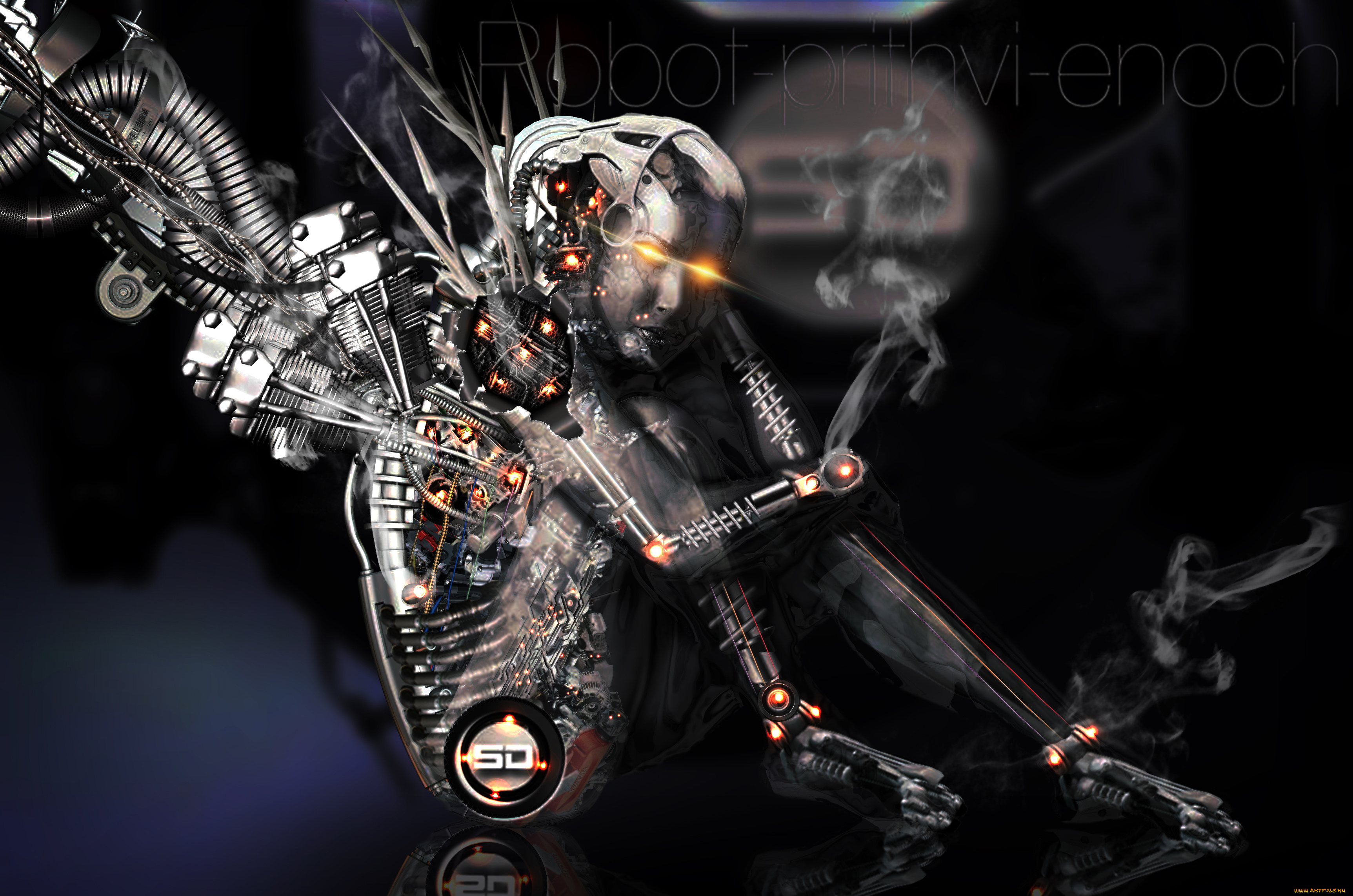 фэнтези, роботы, , киборги, , механизмы, взгляд, фон, девушка