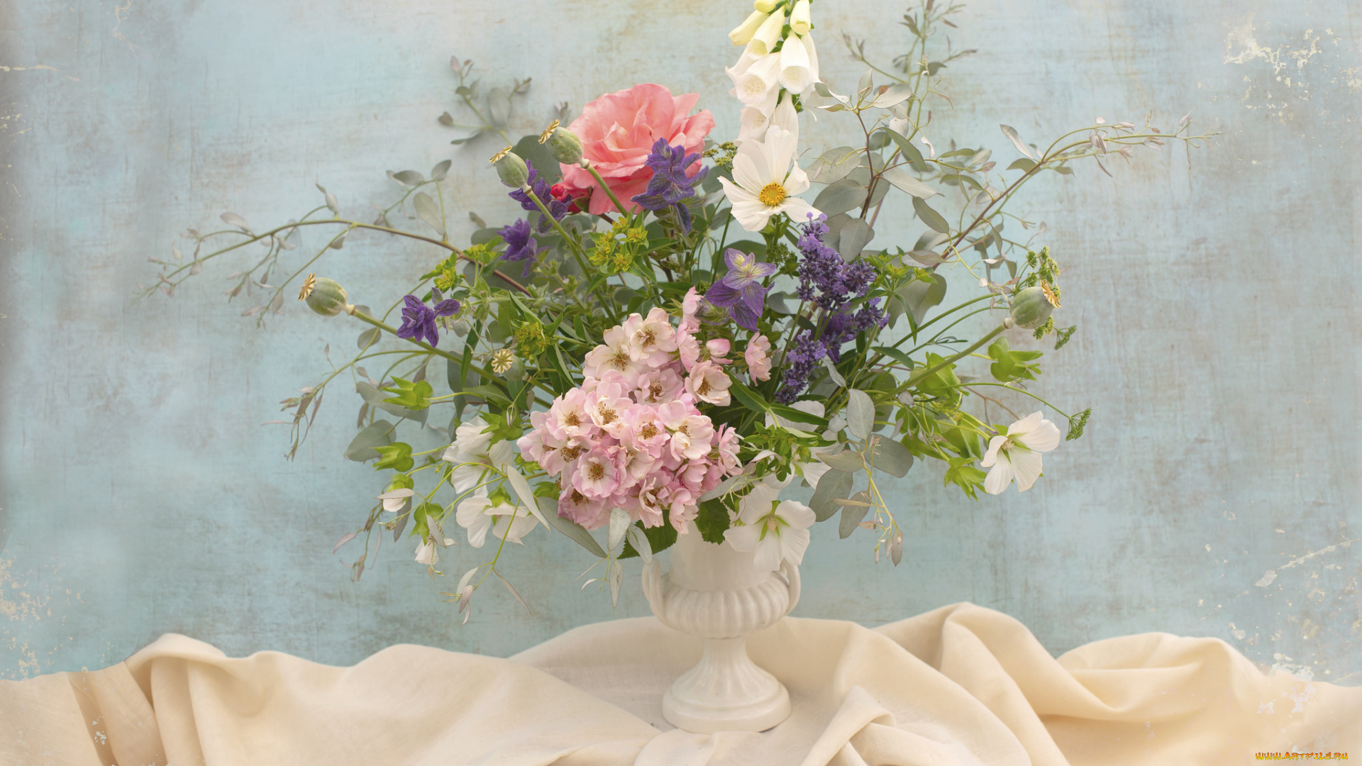 цветы, букеты, , композиции, полевые, букет, ваза, ткань