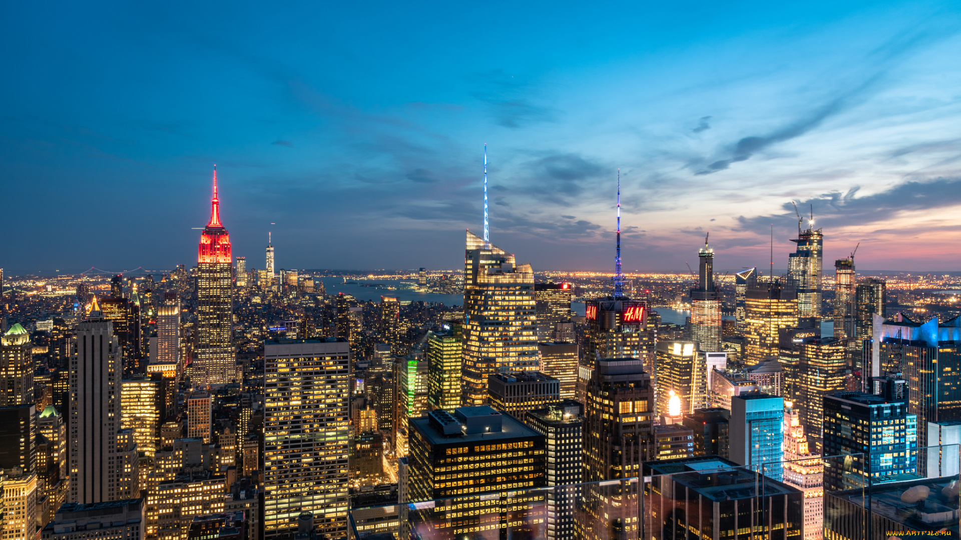 downtown, manhattan, города, нью-йорк, , сша, огни, ночь