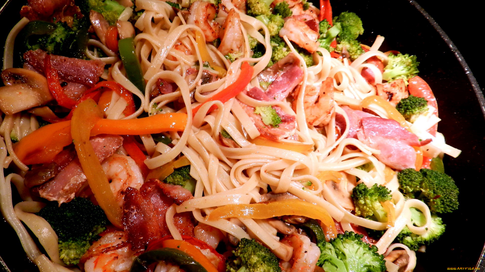 еда, макаронные, блюда, фетучини