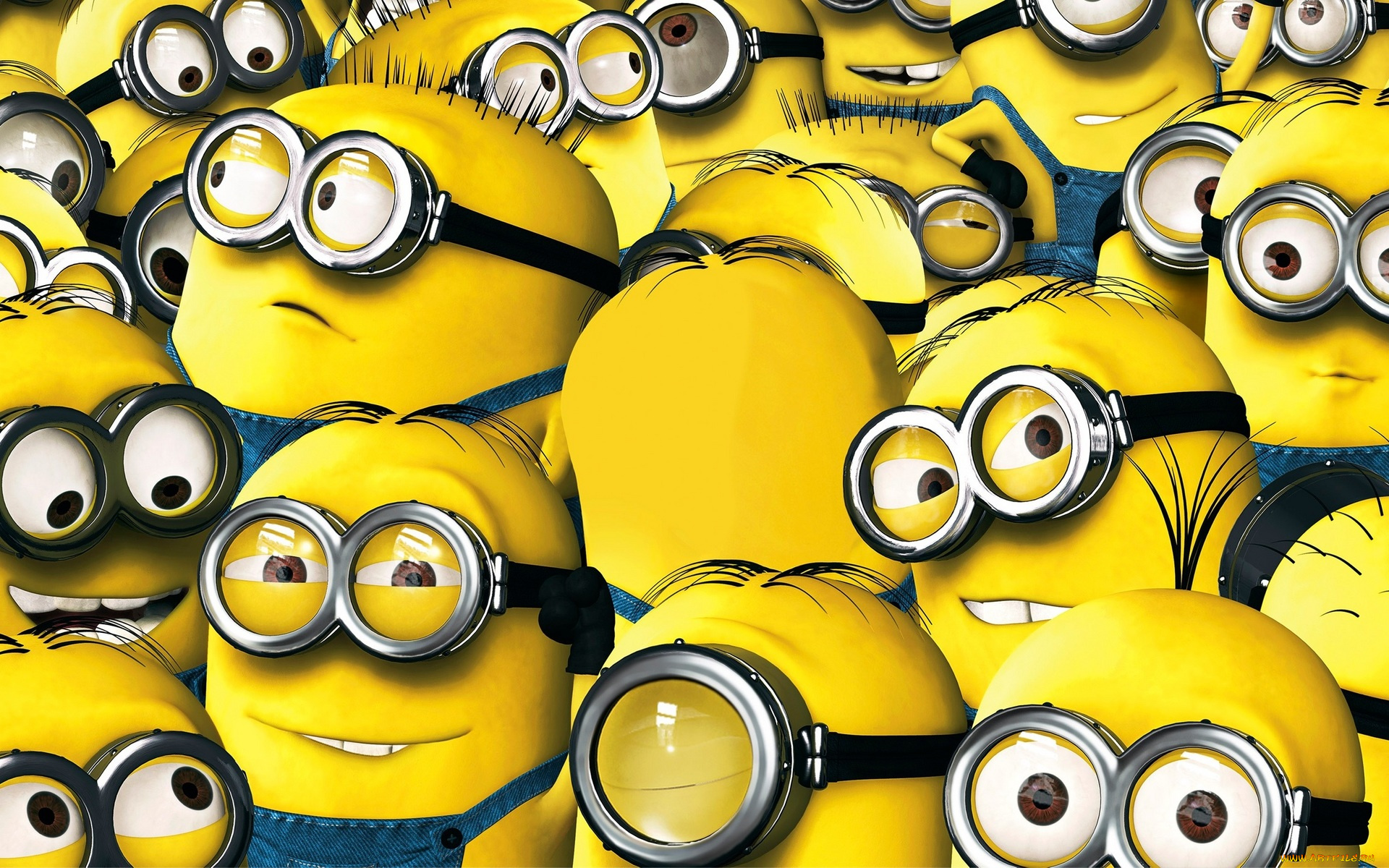 мультфильмы, minions, очки, желтые, миньоны, комбинезоны