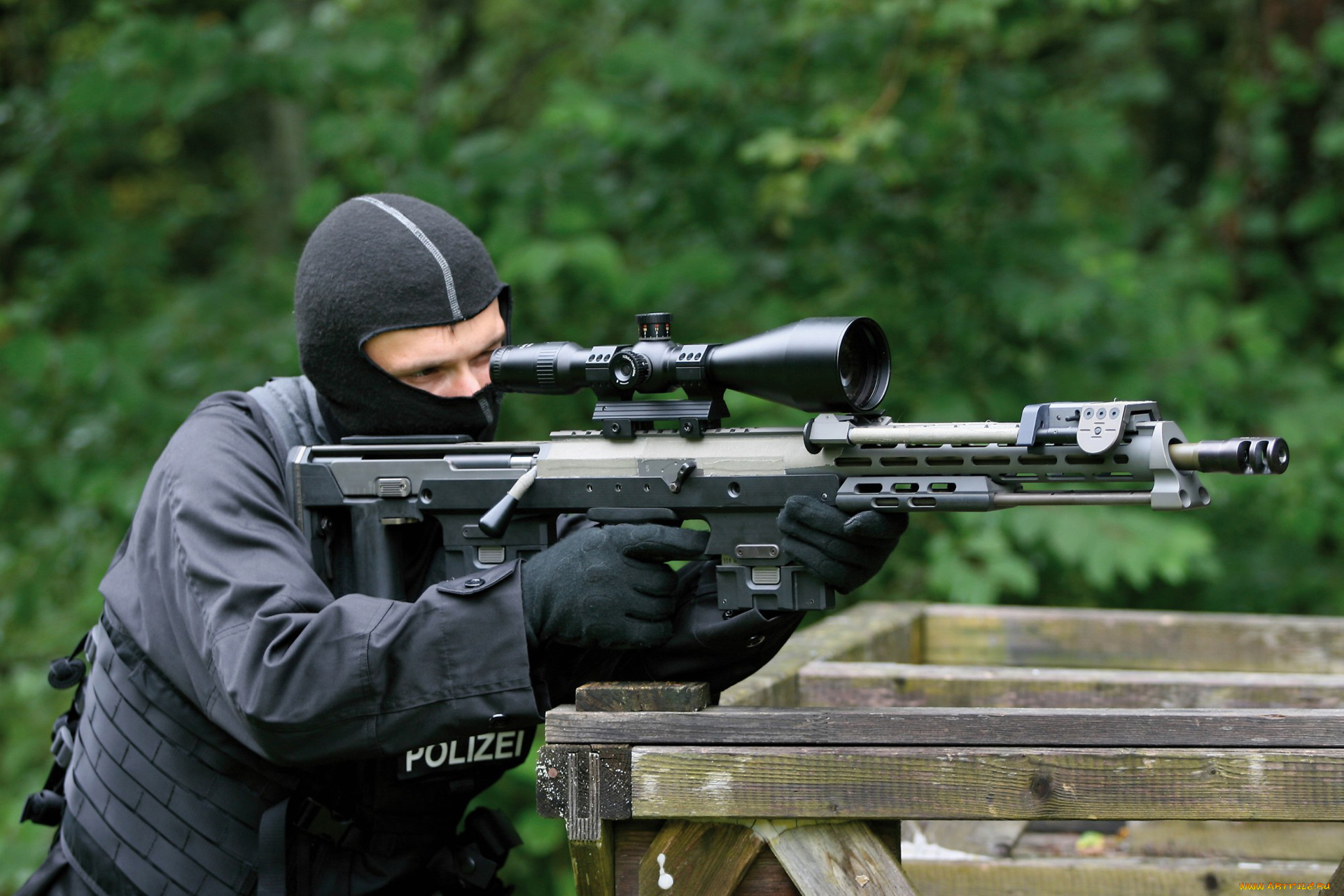 мужчины, -, unsort, маска, полиция, спецназ, автомат, прицел, крупный, калибр