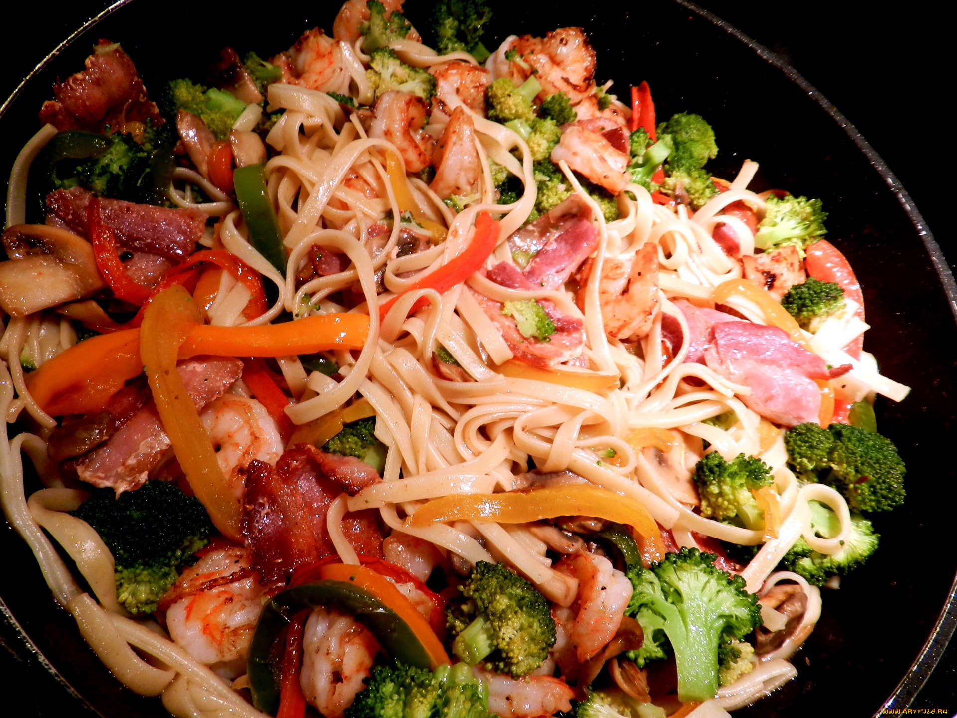 еда, макаронные, блюда, фетучини