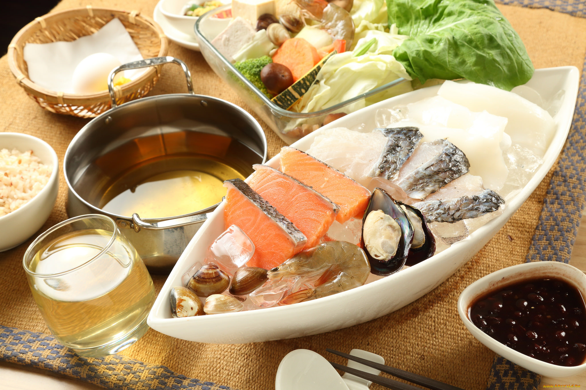 еда, рыбные, блюда, , с, морепродуктами, снедь