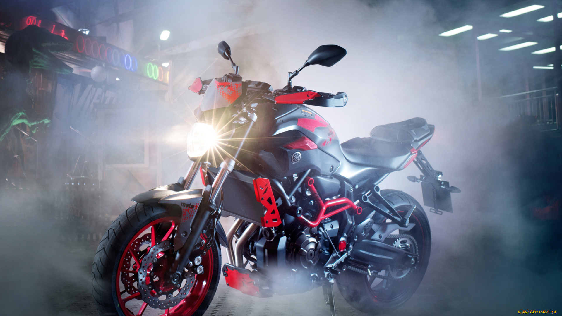 мотоциклы, yamaha, mt-07, дым