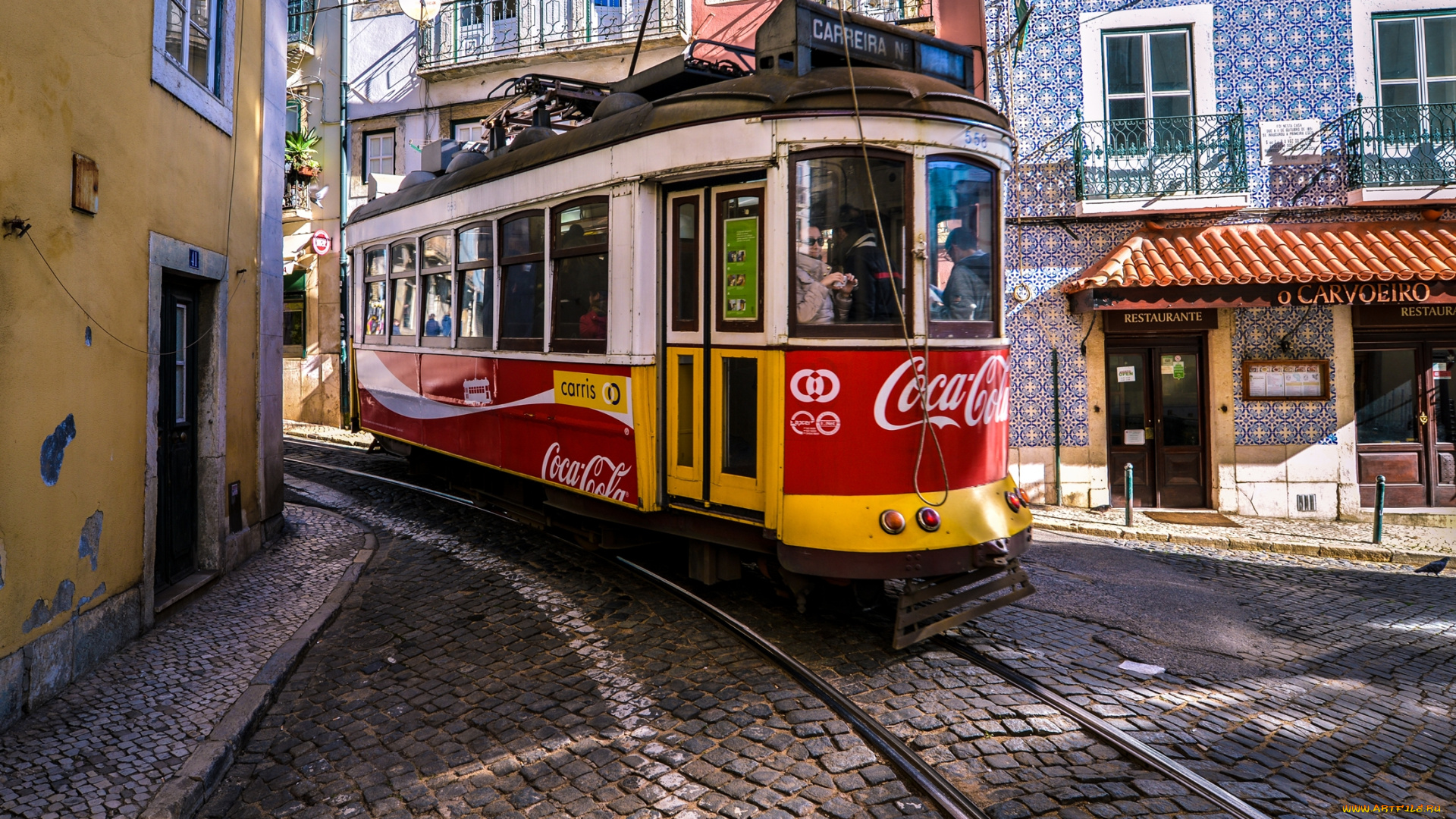 трамвай, техника, трамваи, город, испания, улица, рельсы