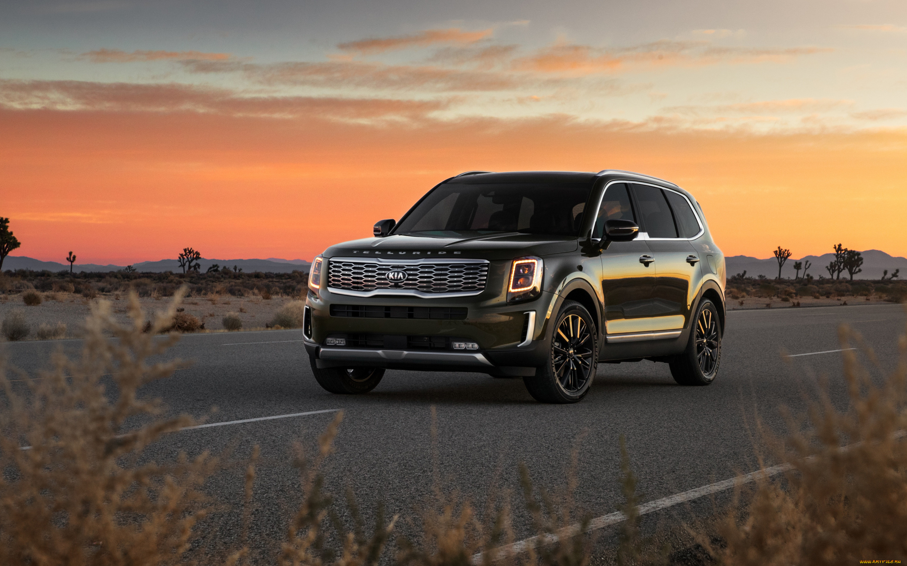 2020, kia, telluride, автомобили, kia, корейские, теллурид, серый, новый, вид, спереди, роскошный, внедорожник, внешность, 2020, telluride