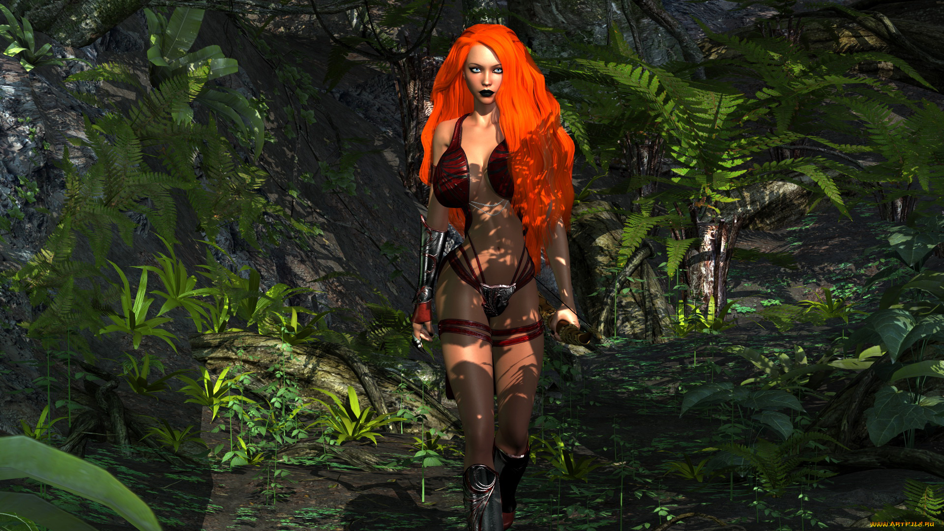 3д, графика, амазонки, , amazon, девушка, фон, взгляд, униформа