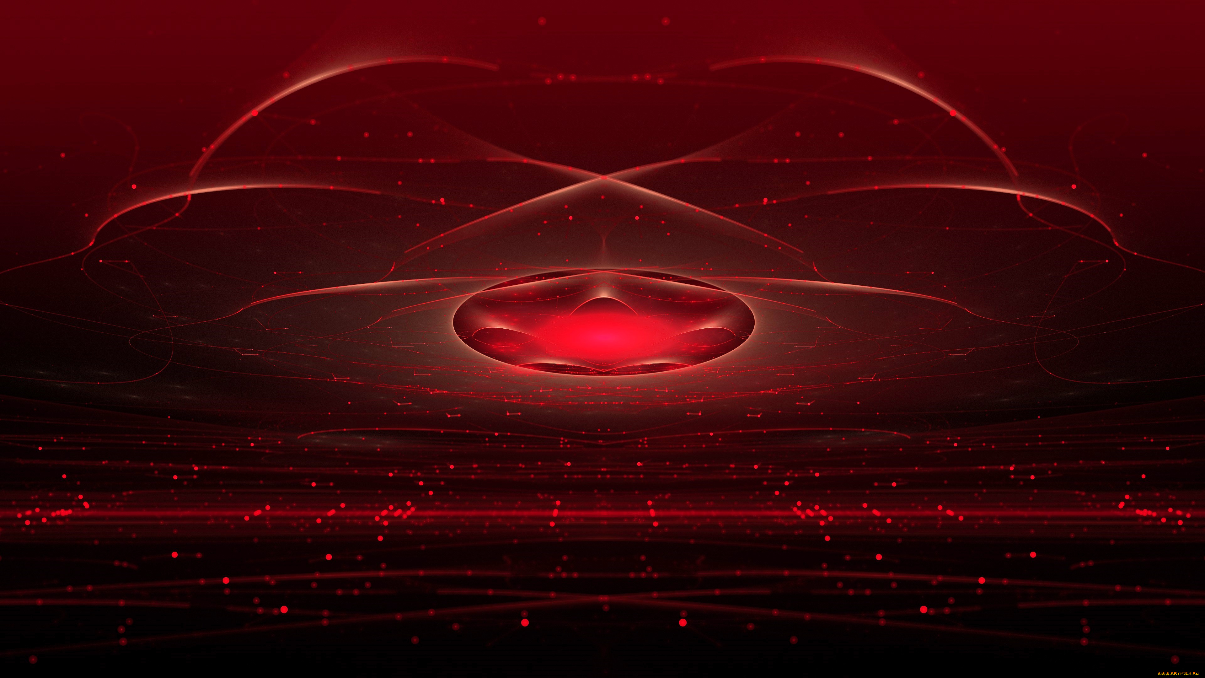 3д, графика, абстракция, , abstract, овал, поле, красный