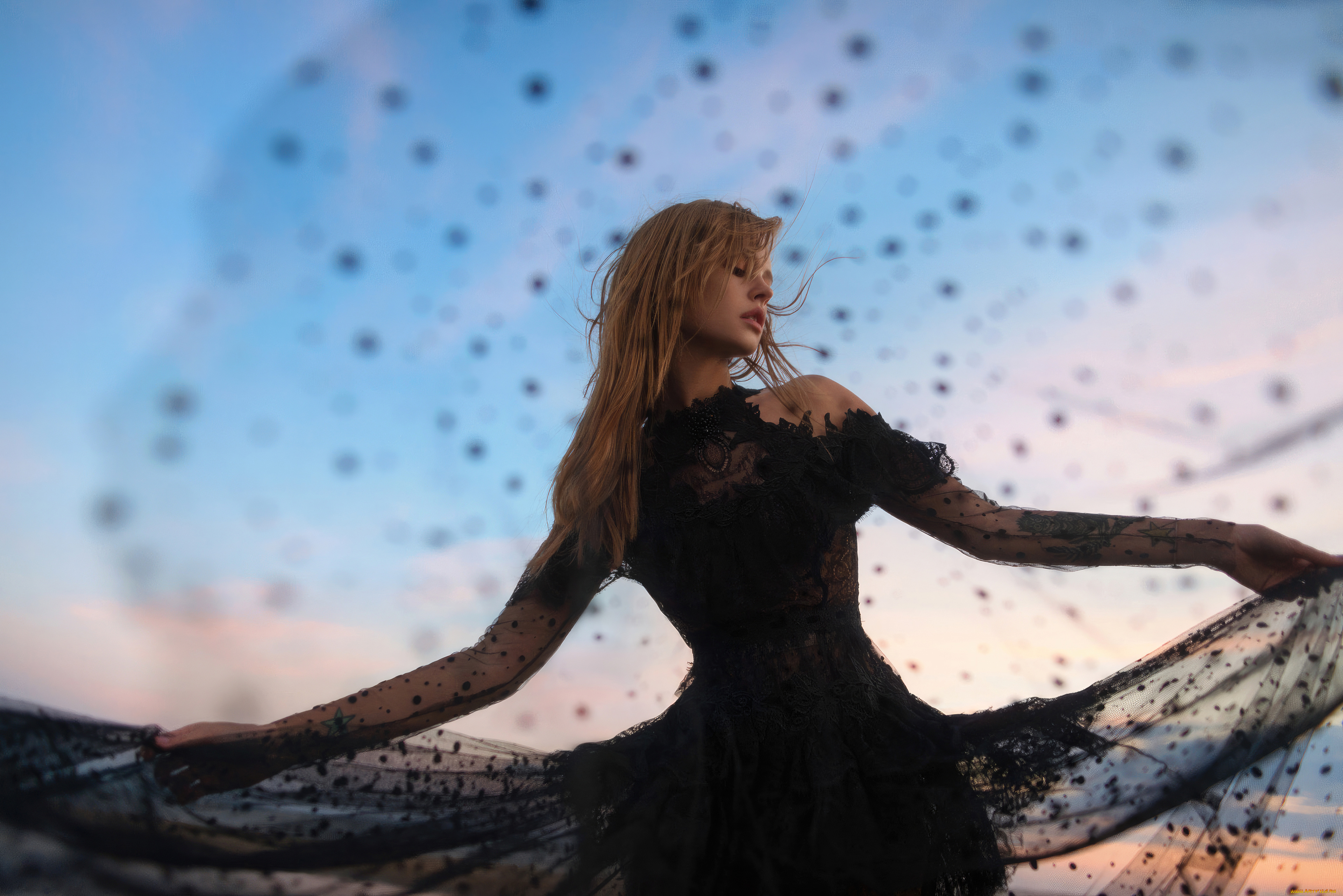 анастасия, щеглова, девушки, девушка, элегантноe, черноe, cетчатоe, платье