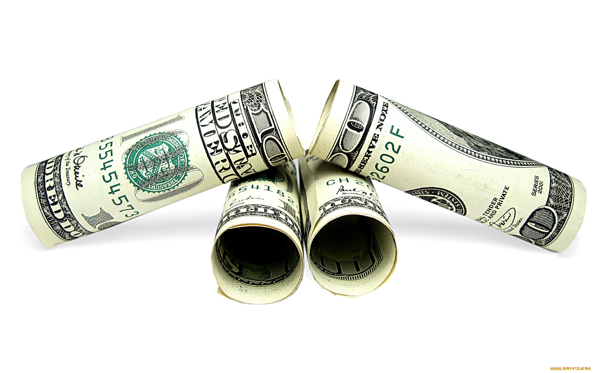 разное, золото, купюры, монеты, свернутые, доллары