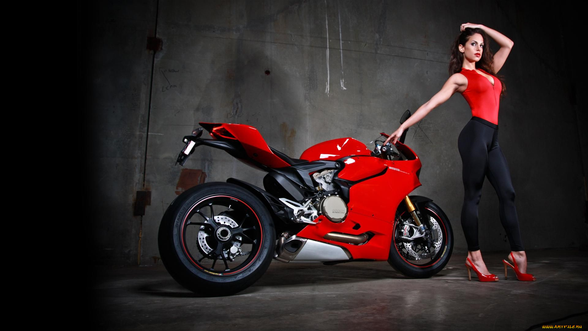 мотоциклы, мото, девушкой, ducati