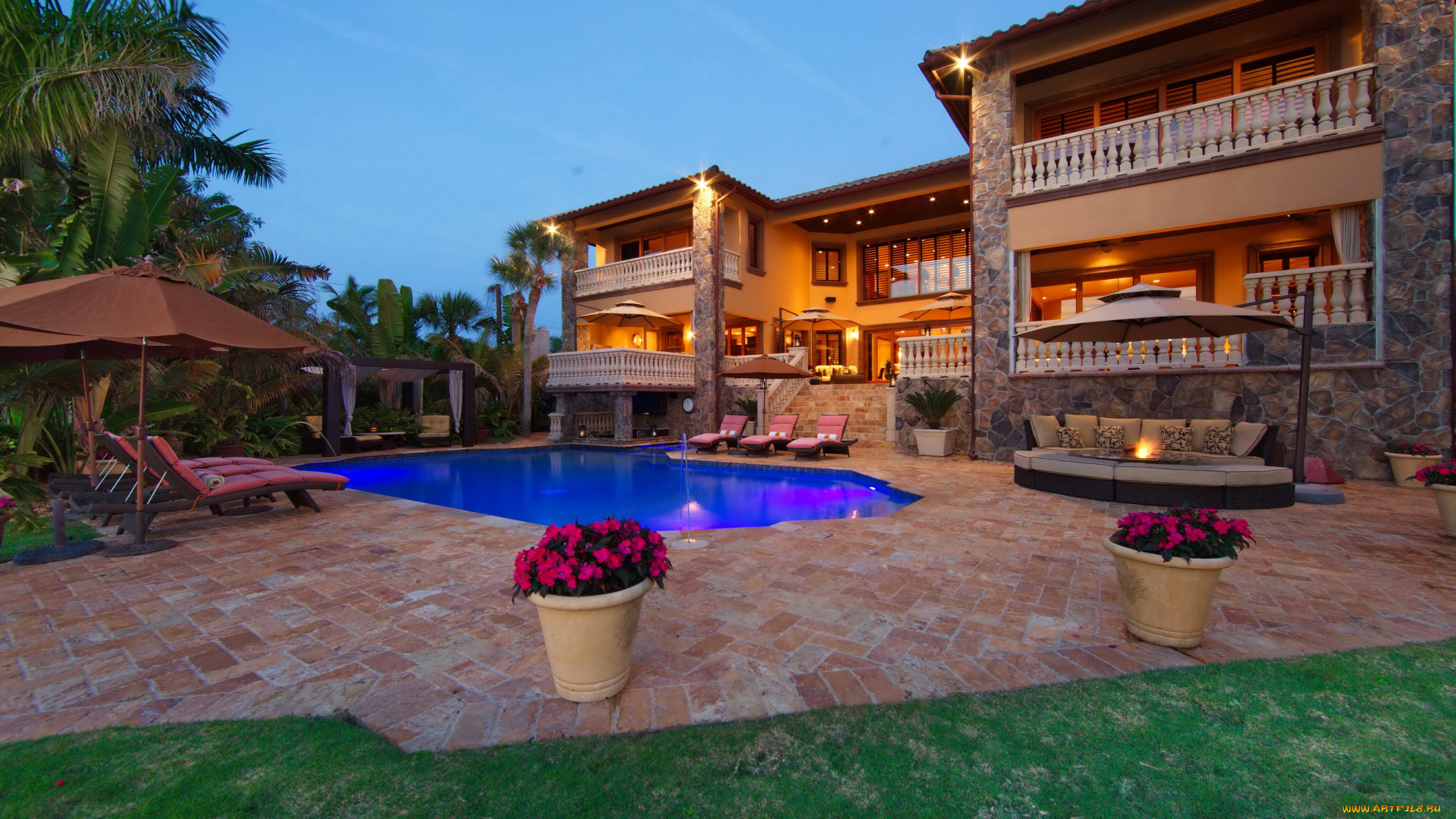 san, remo, италия, города, здания, дома, вилла, бассейн