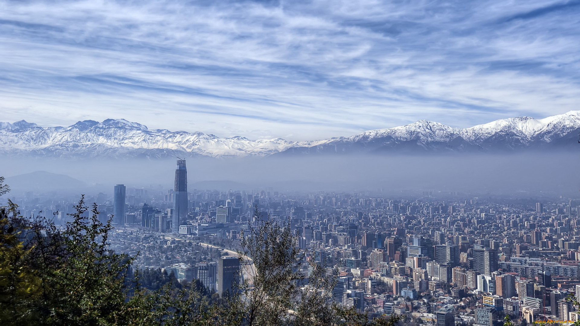 santiago, chile, города, столицы, государств, горы, панорама, Чили, сантьяго
