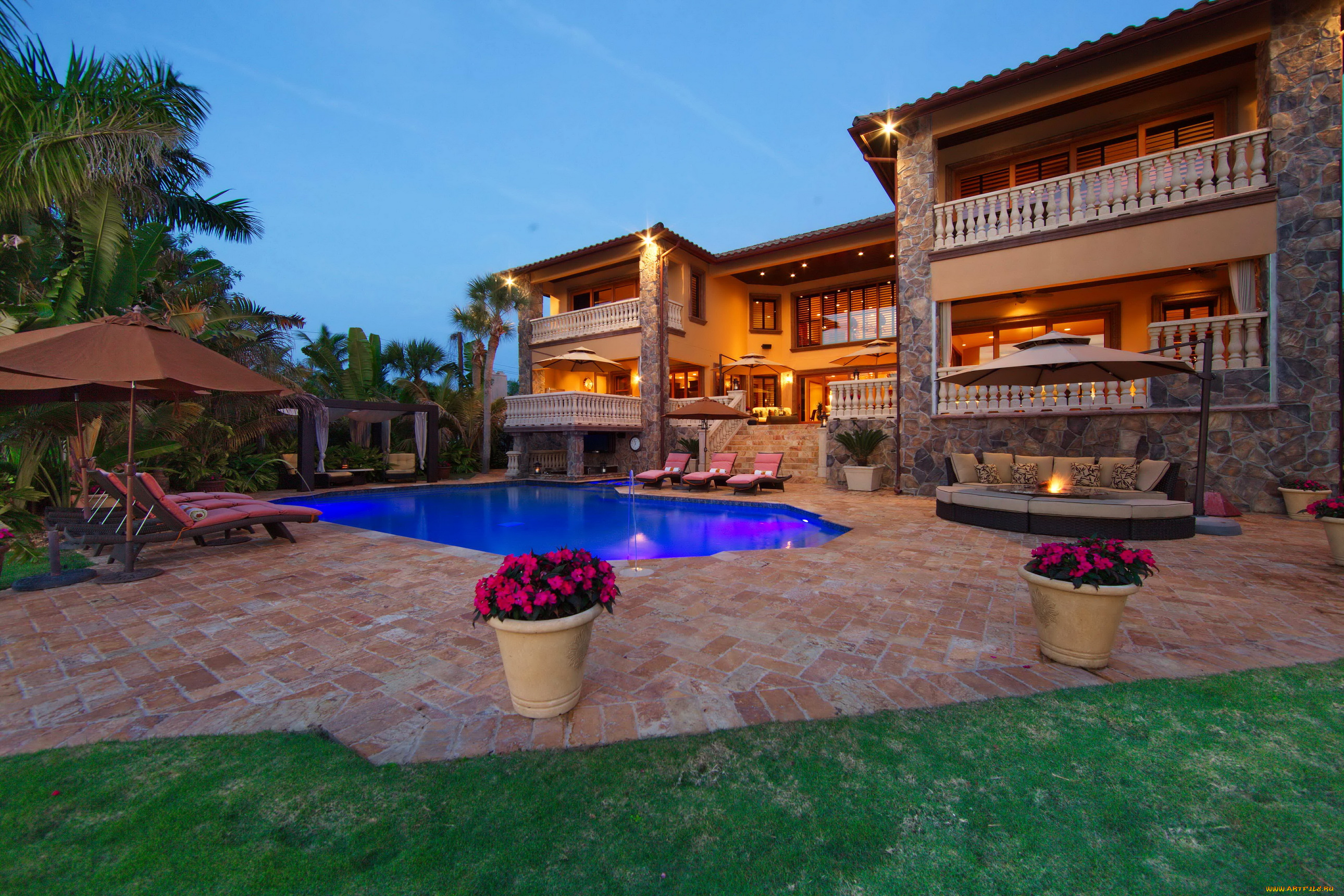 san, remo, италия, города, здания, дома, вилла, бассейн