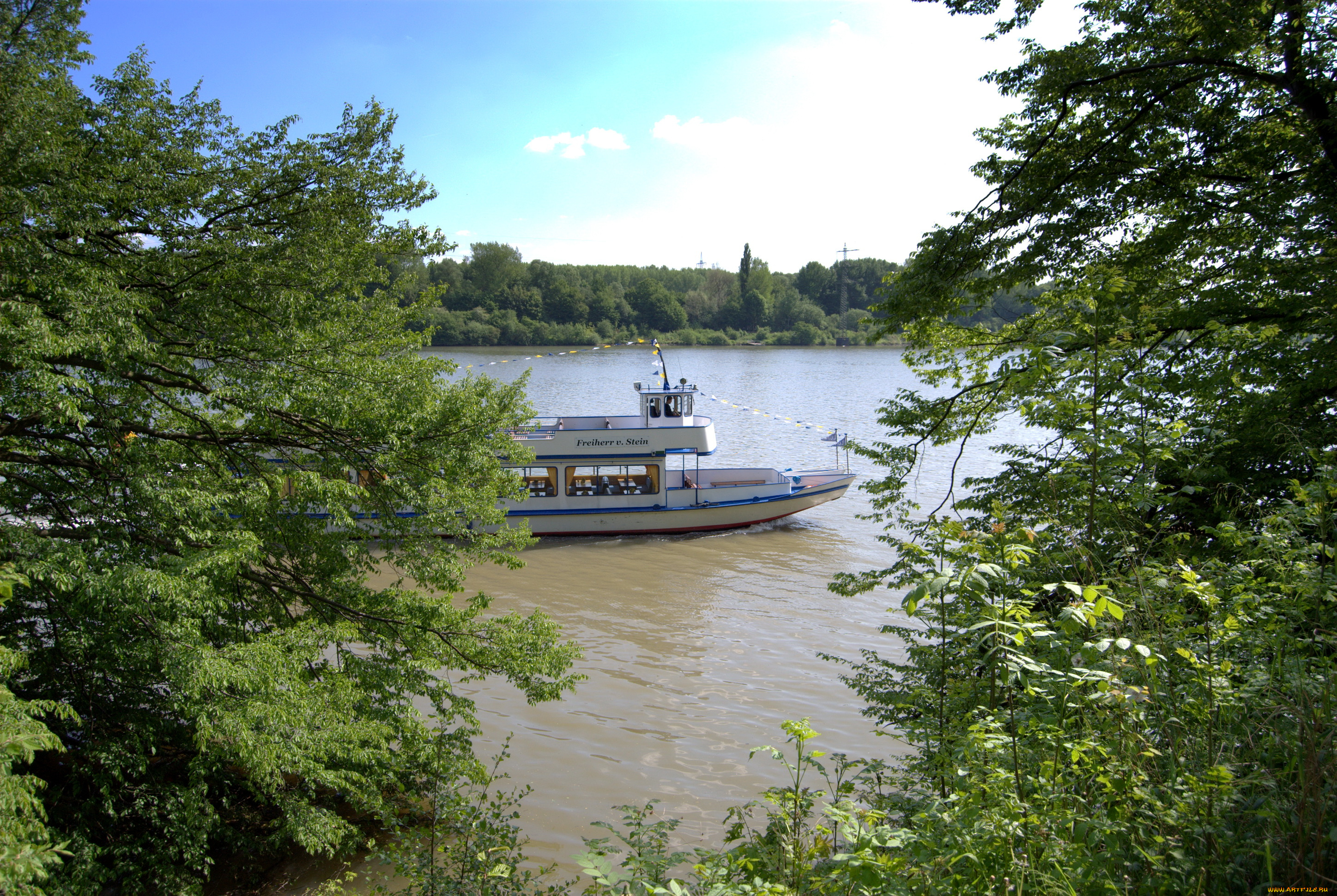 германия, хердекке, корабли, теплоходы, река, теплоход