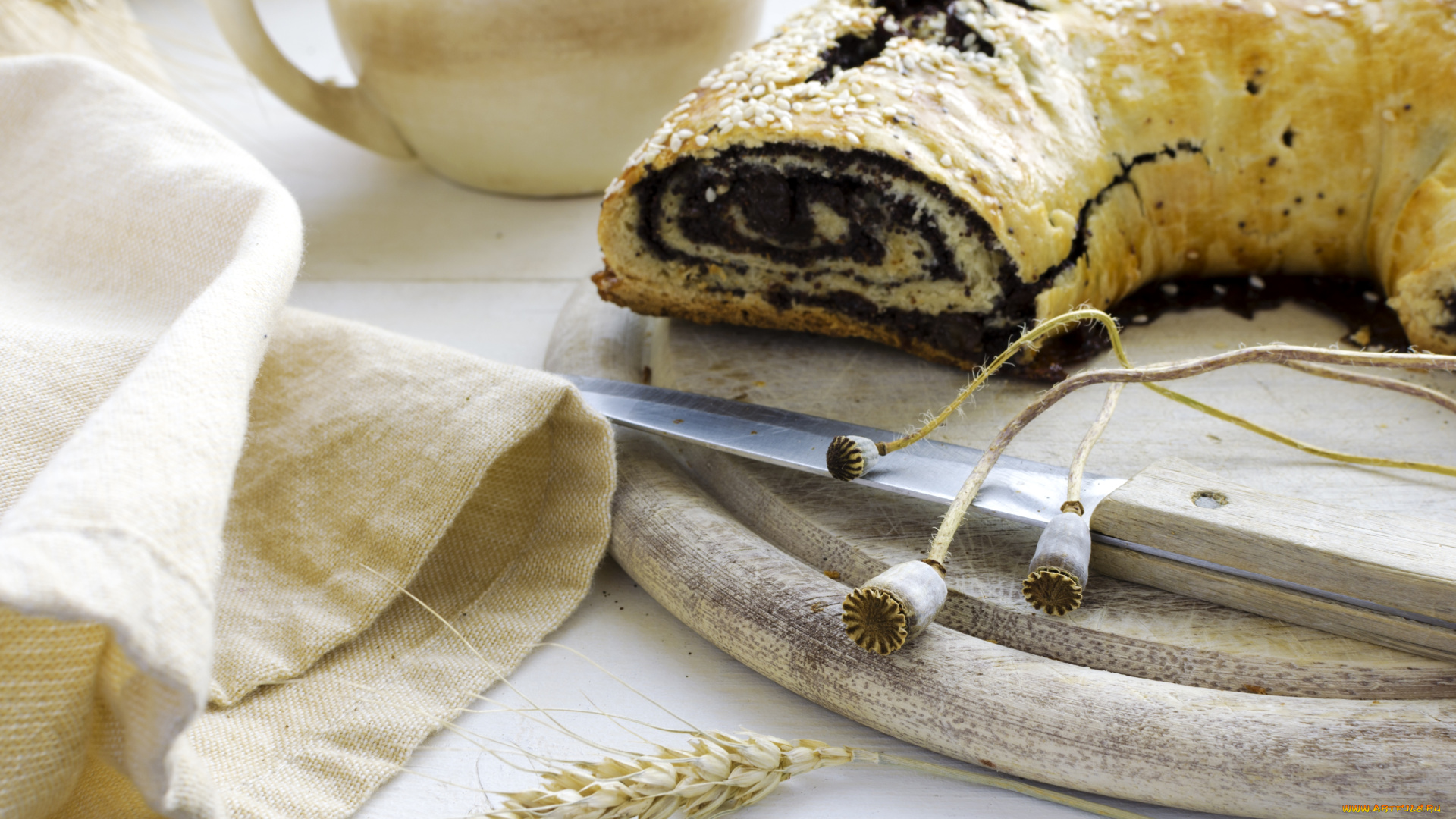 еда, пирожные, кексы, печенье, мак, штрудель, колосок