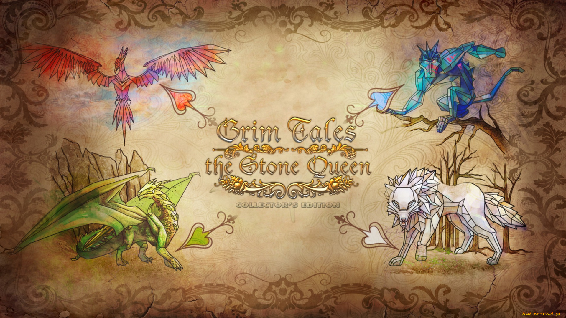 grim, tales, the, stone, queen, видео, игры, collector`s, edition, дракон, волк, обезьяна