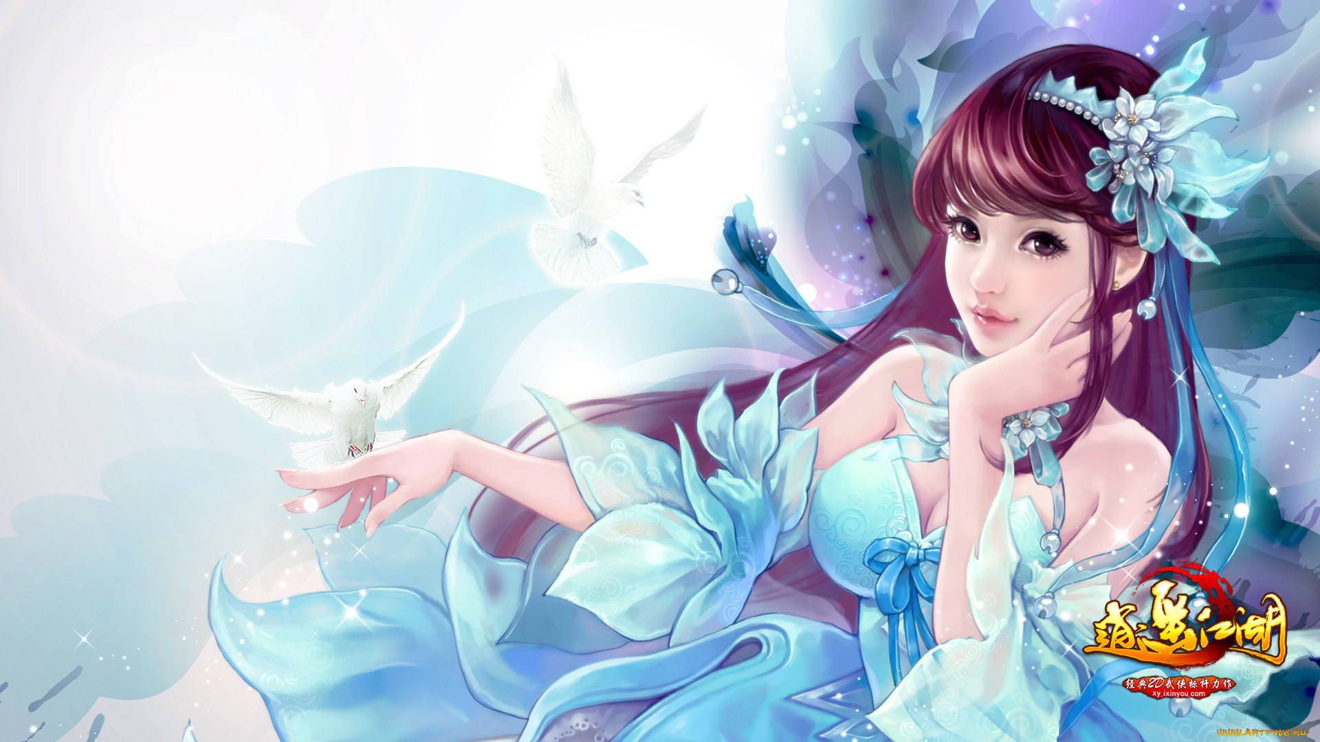 happy, lakes, видео, игры, девушка, голуби