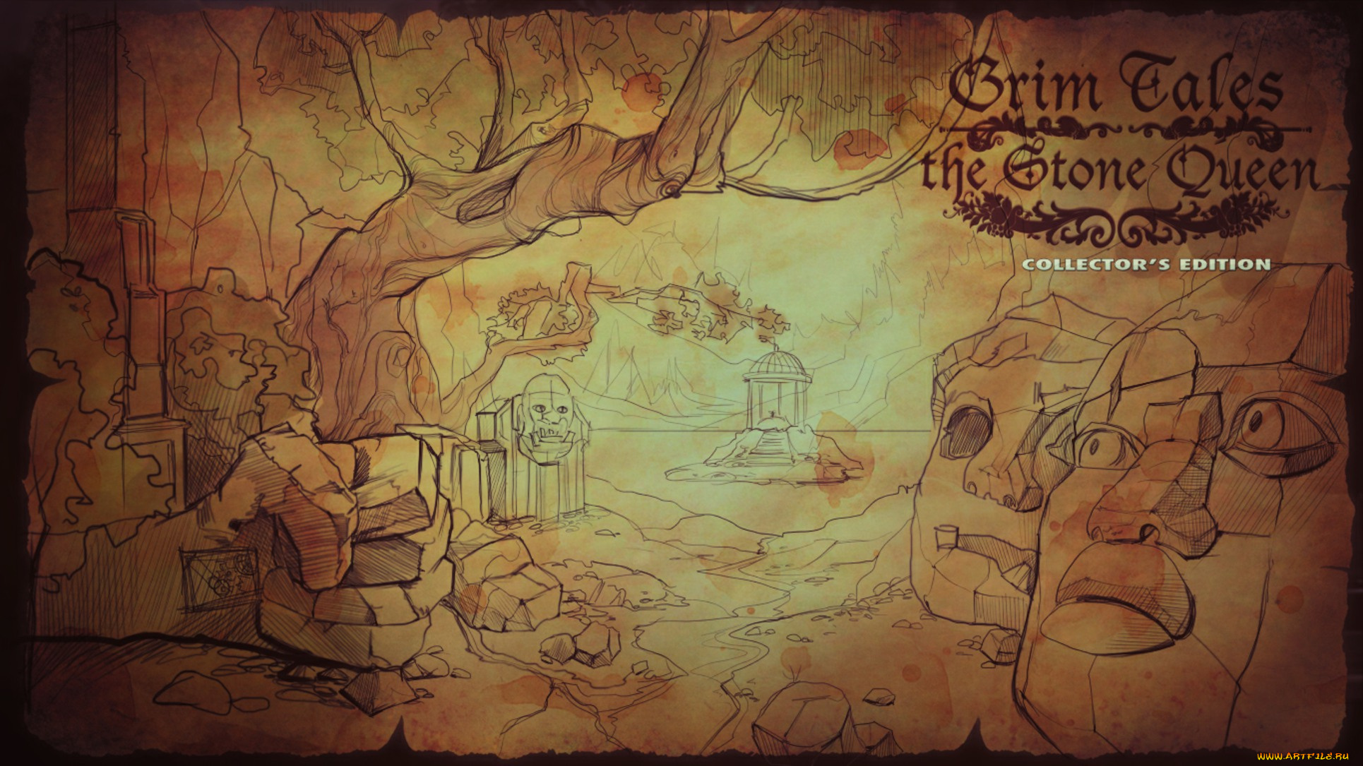 grim, tales, the, stone, queen, видео, игры, collector`s, edition, тропа, голова, беседка