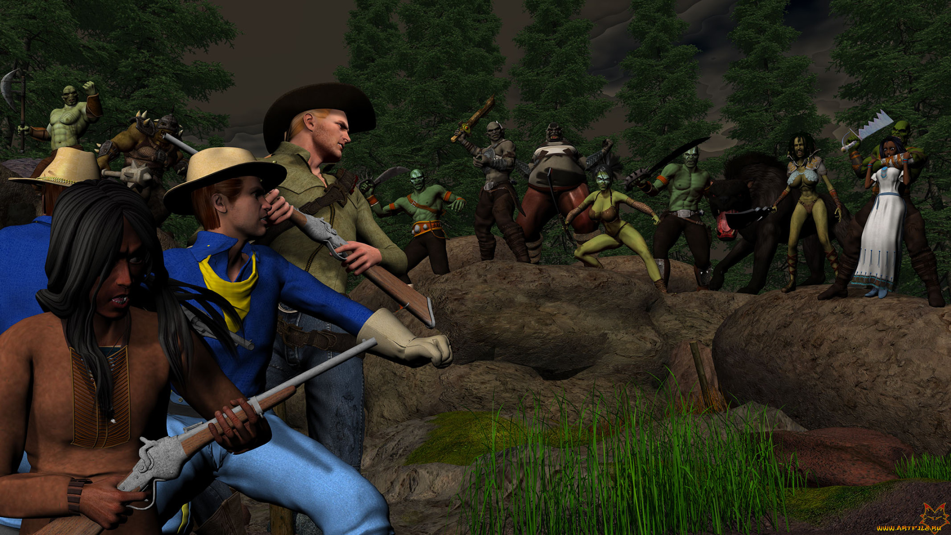 3д, графика, фантазия, , fantasy, люди, существа