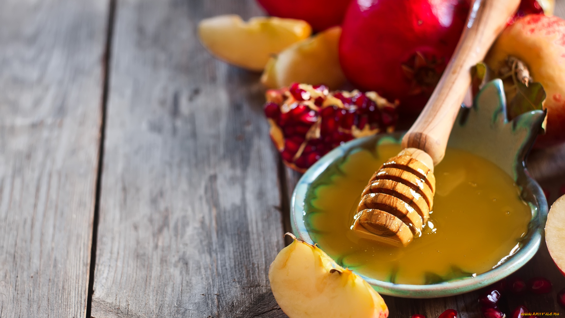 еда, фрукты, , ягоды, гранат, яблоки, мед