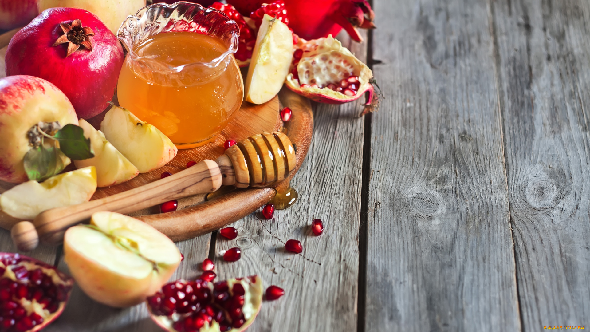 еда, фрукты, , ягоды, гранат, яблоки, мед
