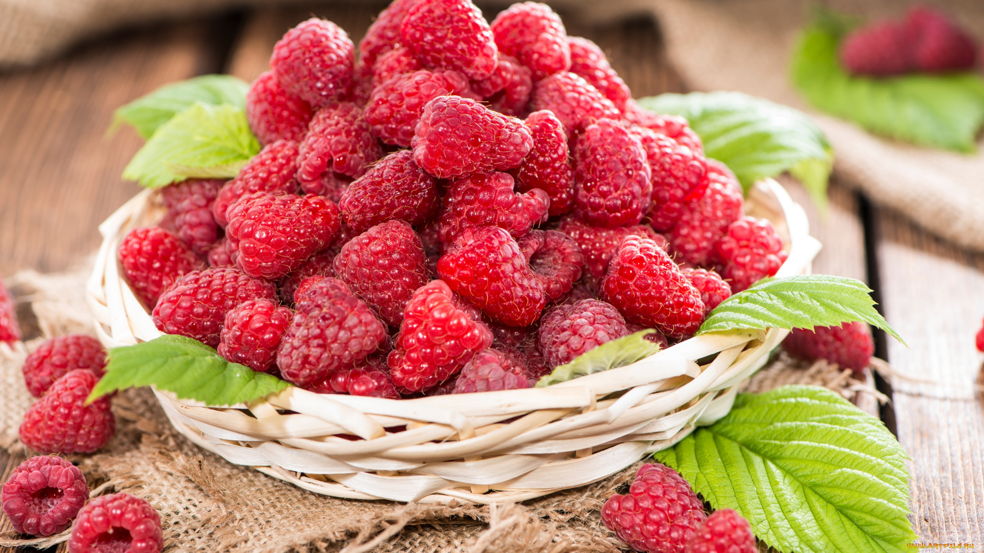еда, малина, листья, корзина