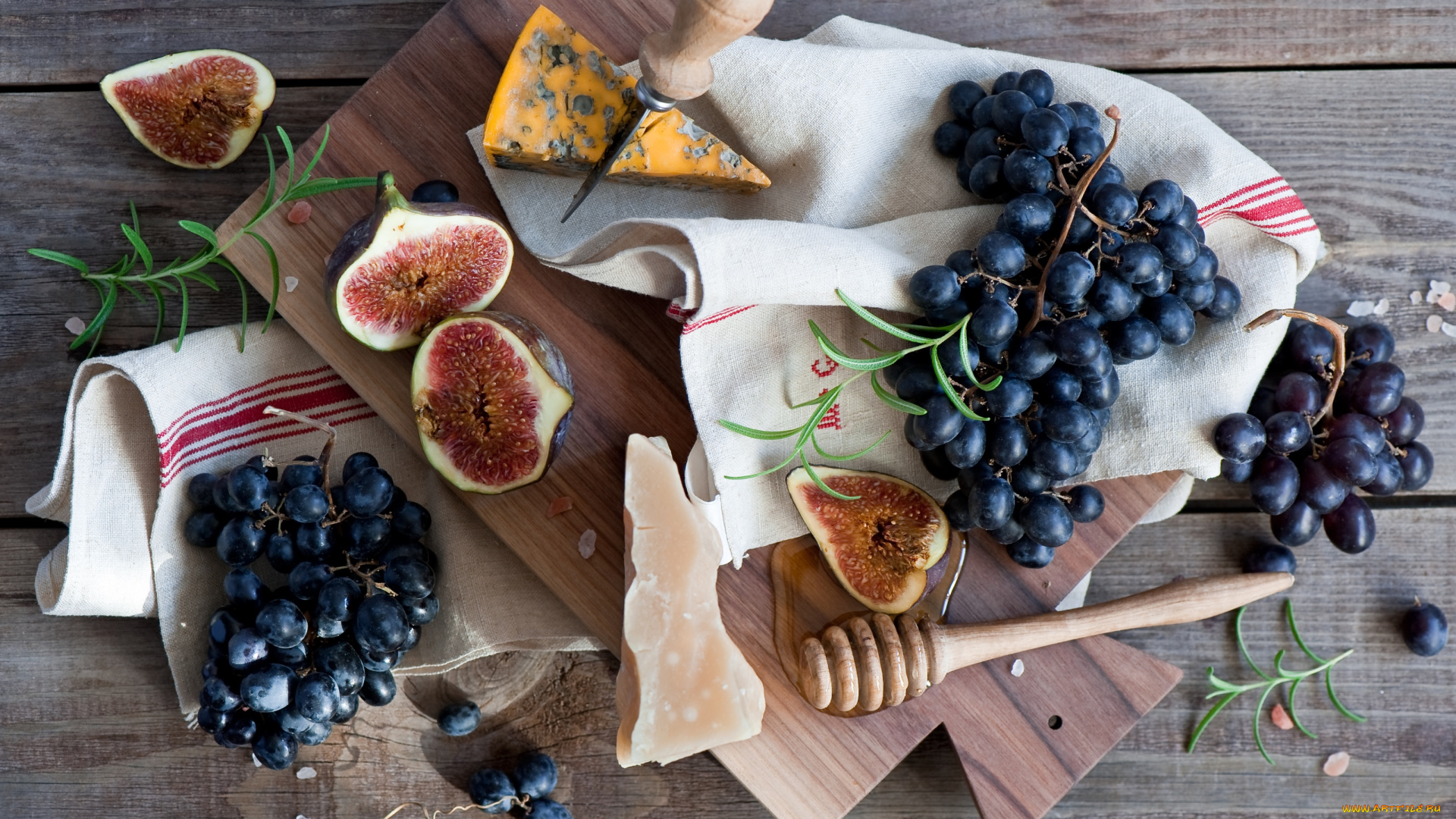 еда, разное, сыр, инжир, виноград