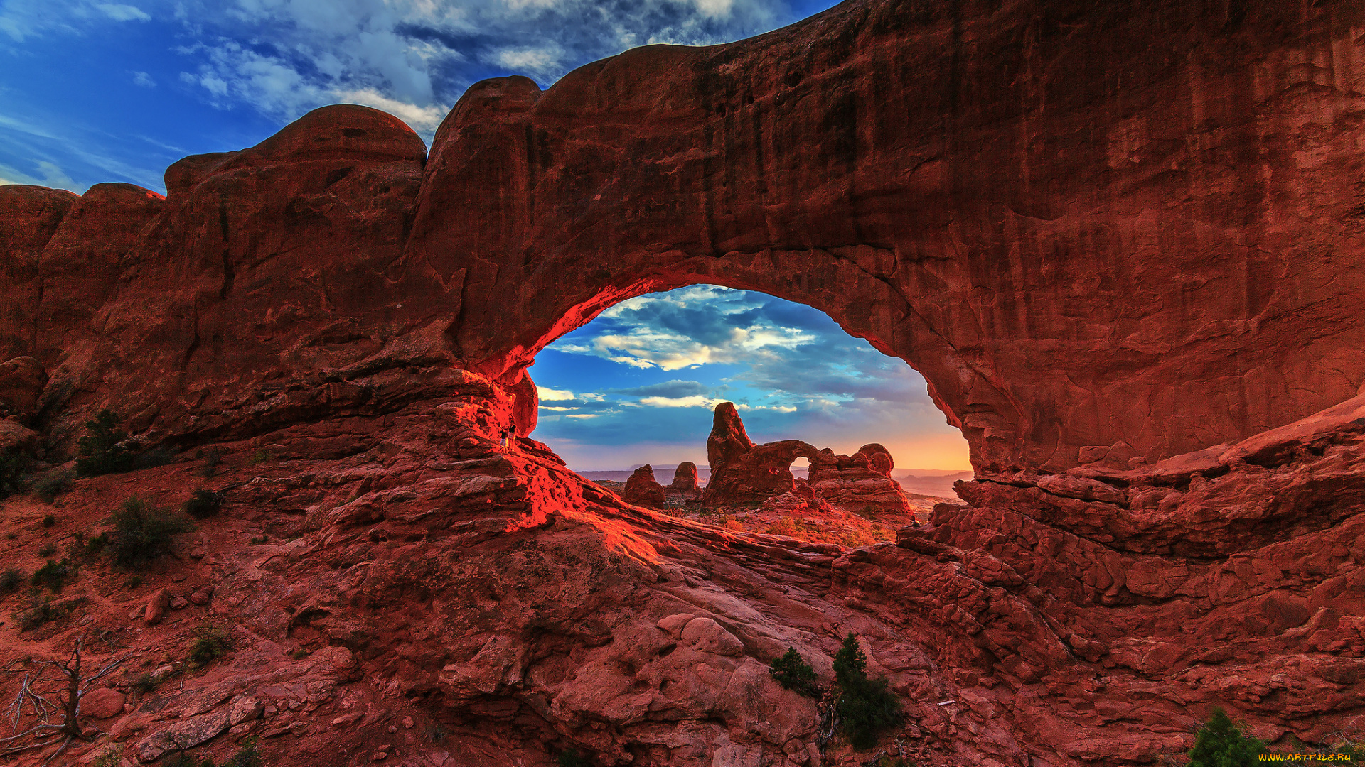 природа, горы, юта, сша, скалы, небо, люди, свет, национальный, парк, арки, закат