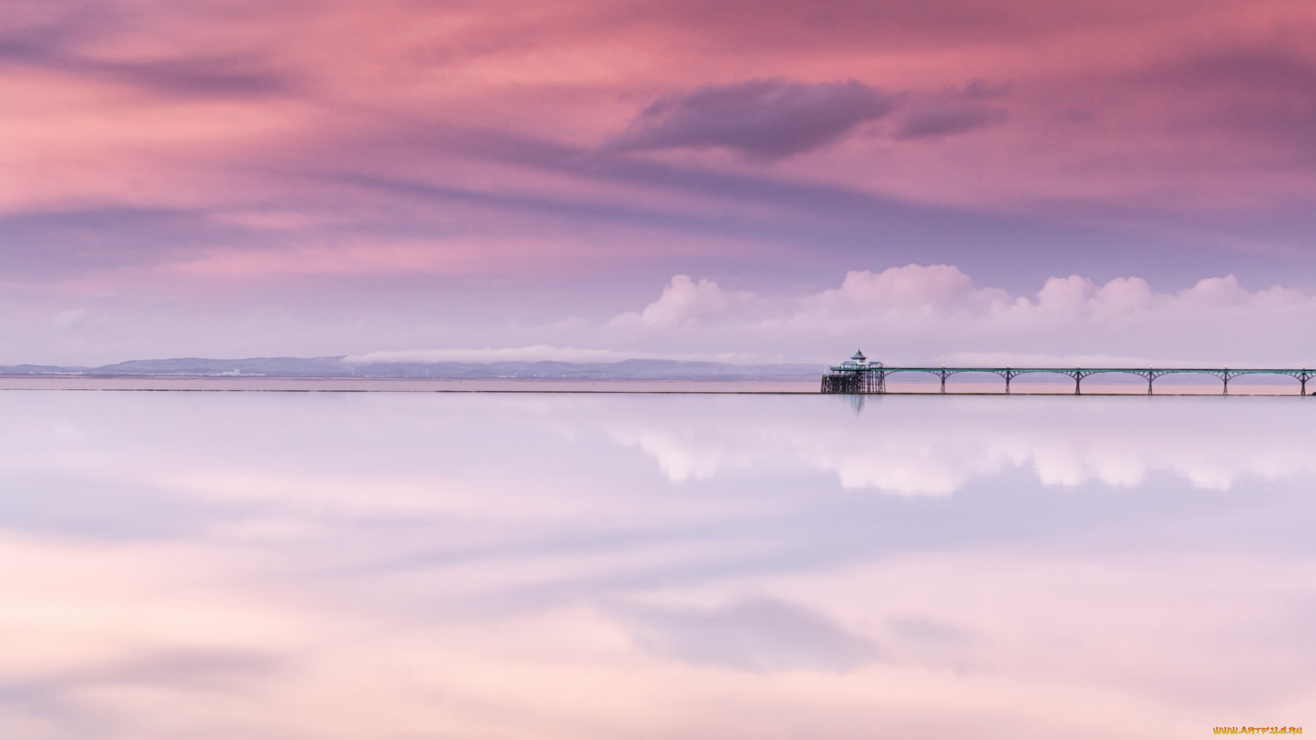 природа, моря, океаны, пирс, озеро, небо, отражения