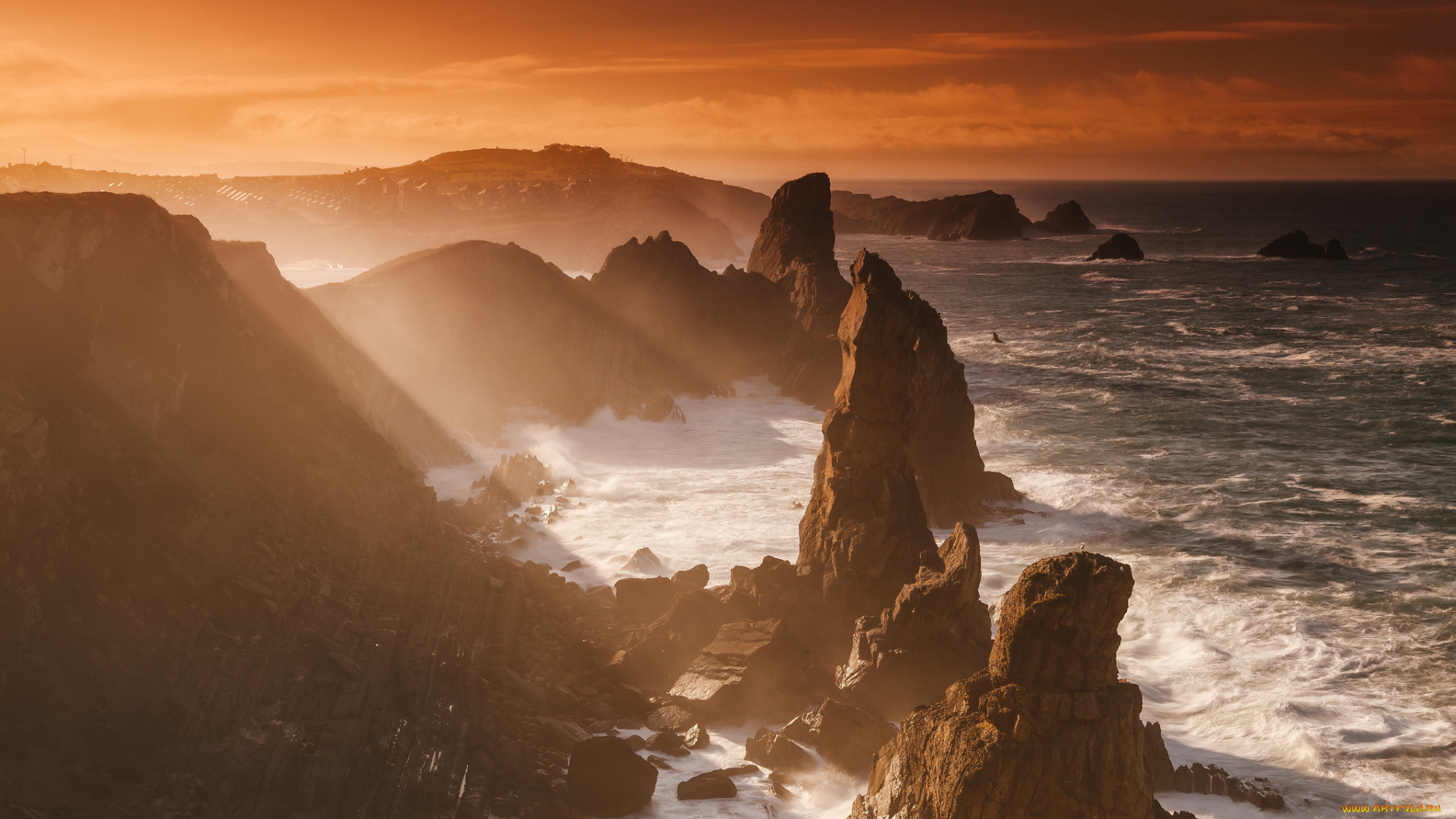 природа, восходы, закаты, австралия, скалы, океан, берег, волны, свет