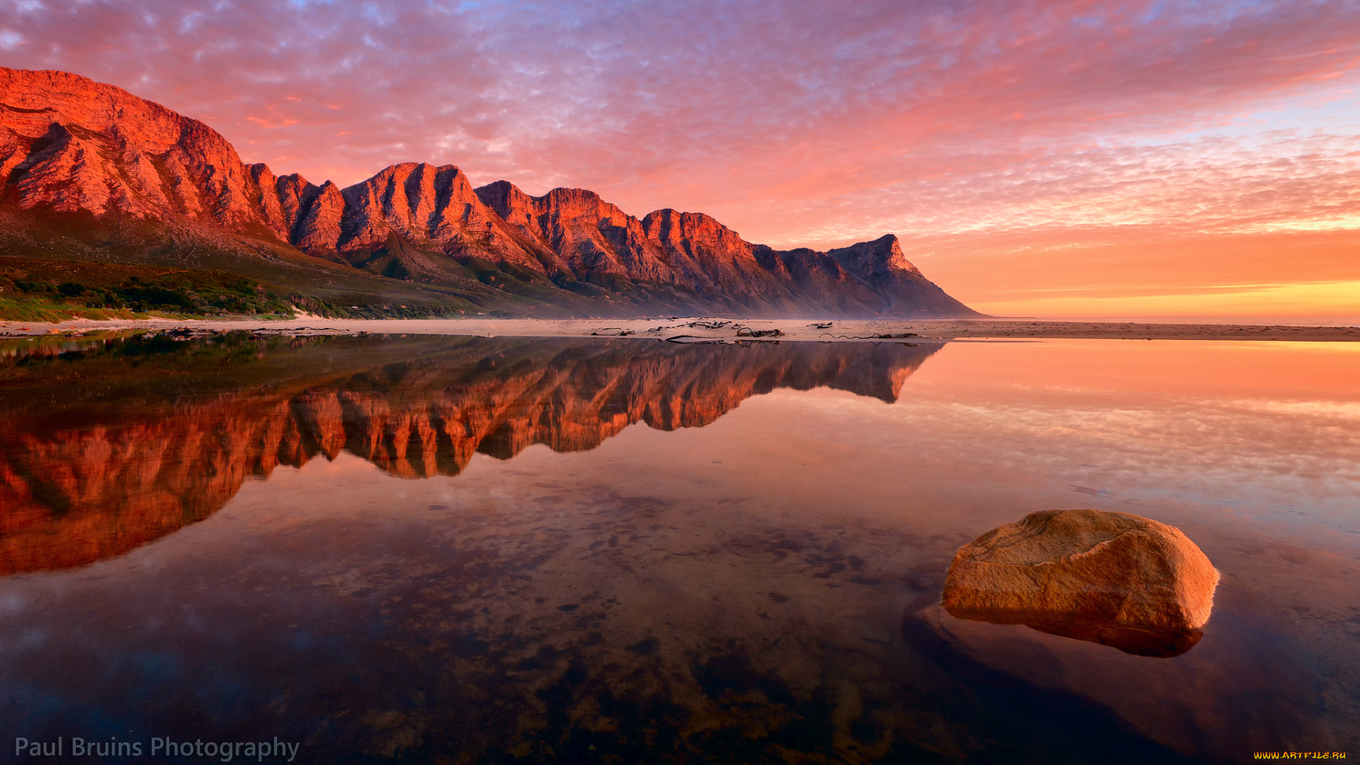 природа, восходы, закаты, закат, отражение, вода, горы