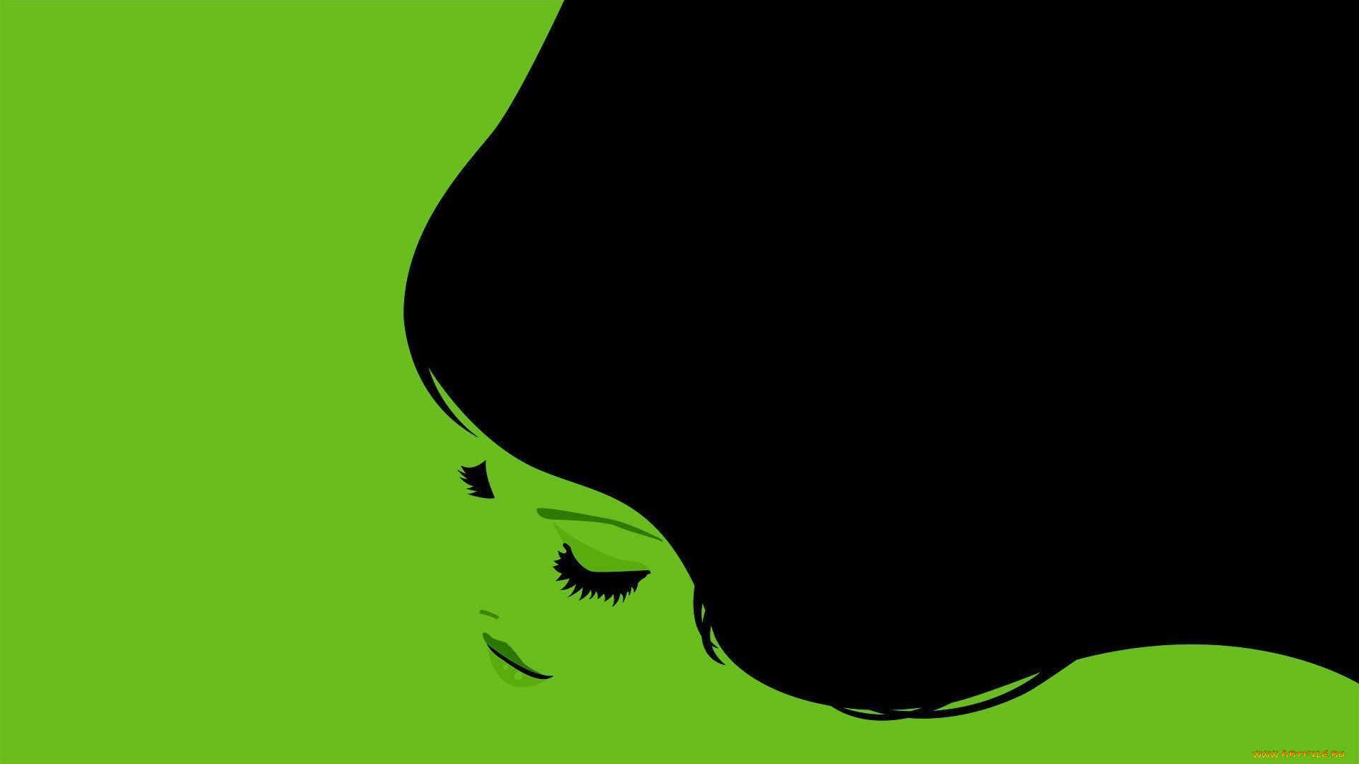 векторная, графика, девушки, силуэт