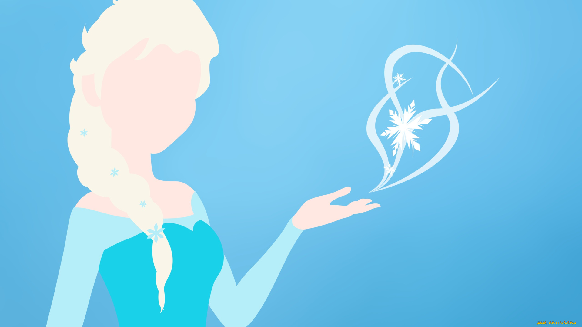 векторная, графика, девушки, снежинка, силуэт, синий