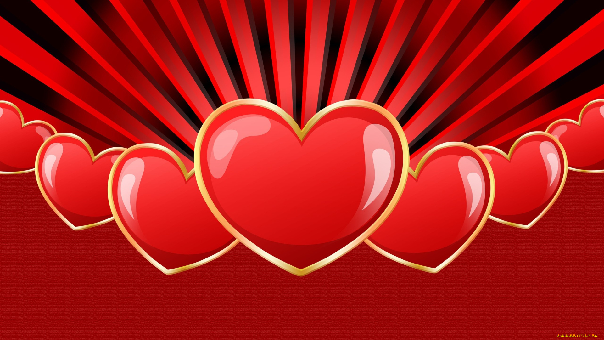 векторная, графика, сердечки, красный