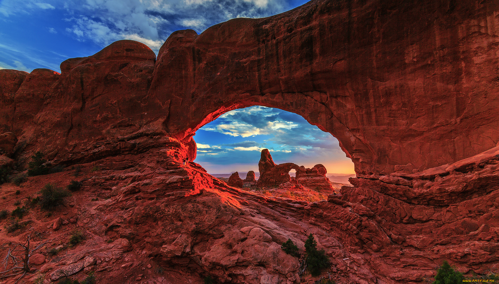 природа, горы, юта, сша, скалы, небо, люди, свет, национальный, парк, арки, закат