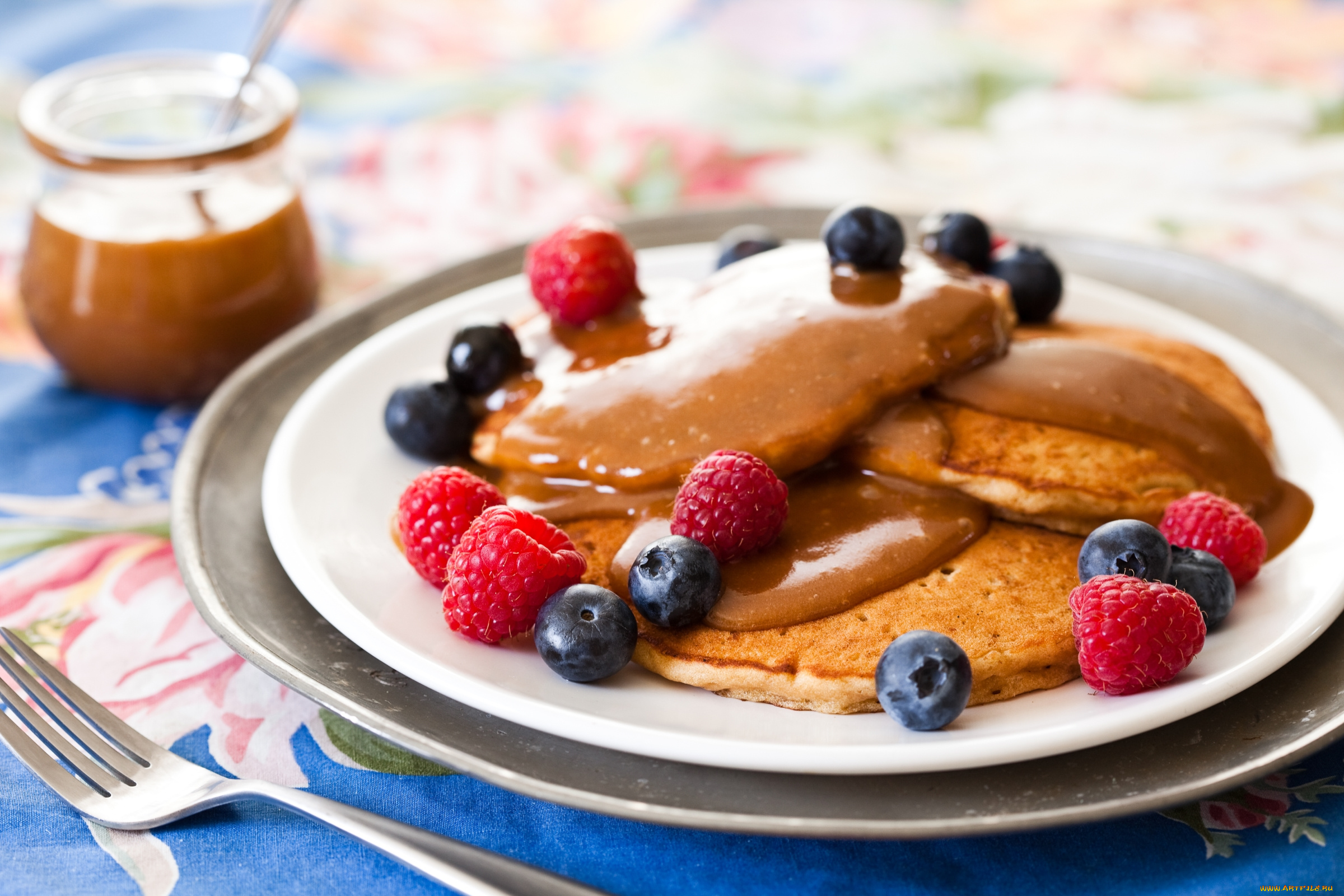 еда, блины, , оладьи, ягоды