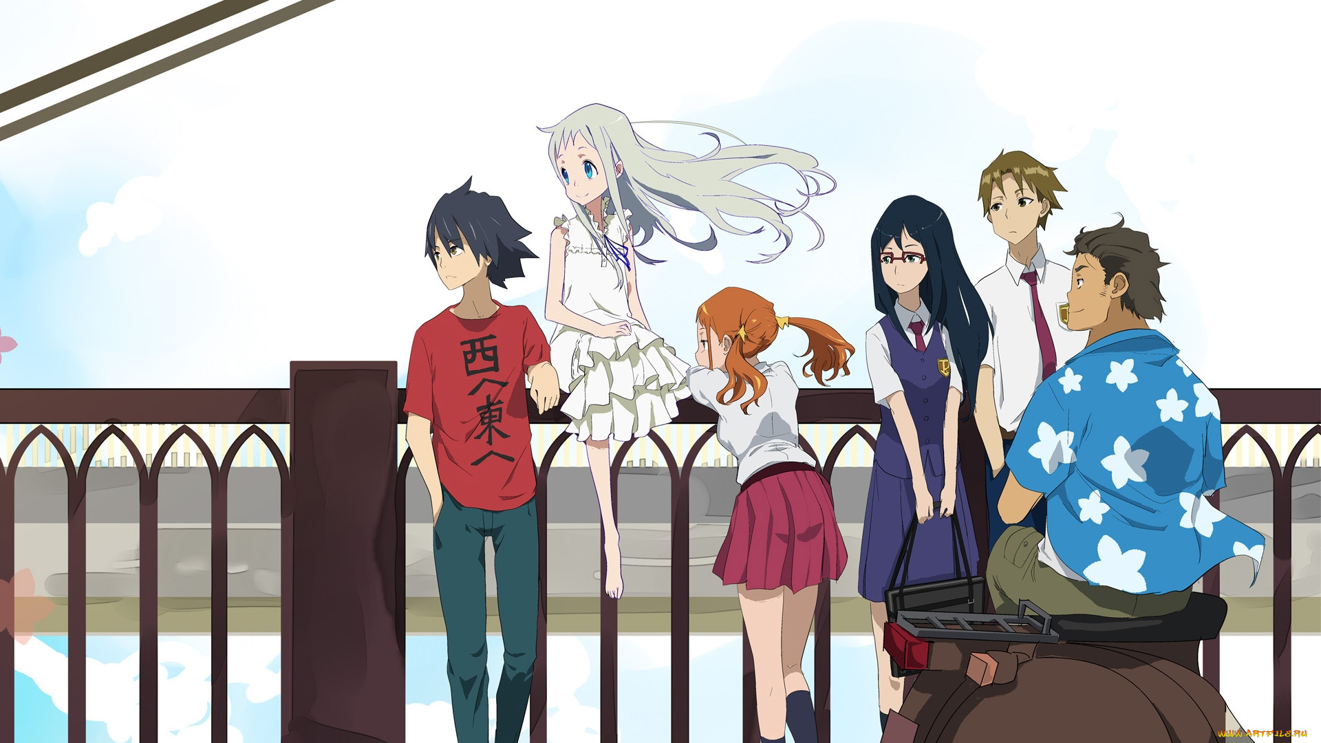 аниме, anohana, девушки, фон, взгляд