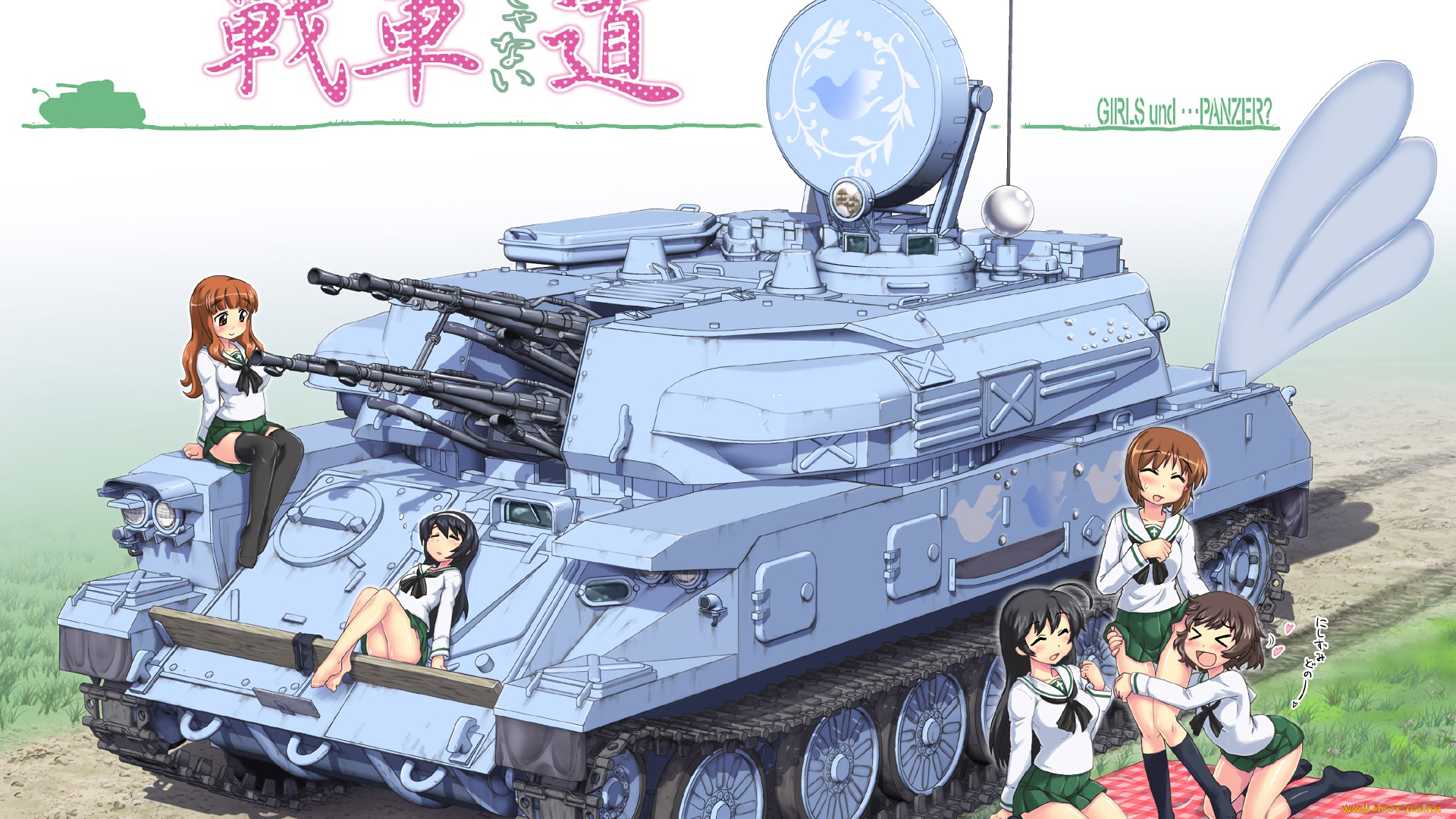 аниме, girls, und, panzer, фон, взгляд, девушки