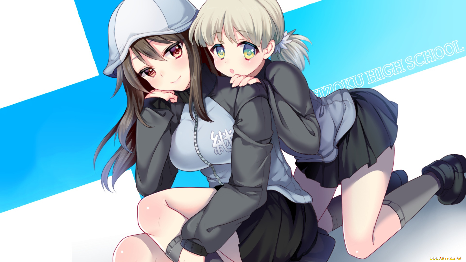 аниме, girls, und, panzer, фон, взгляд, девушки