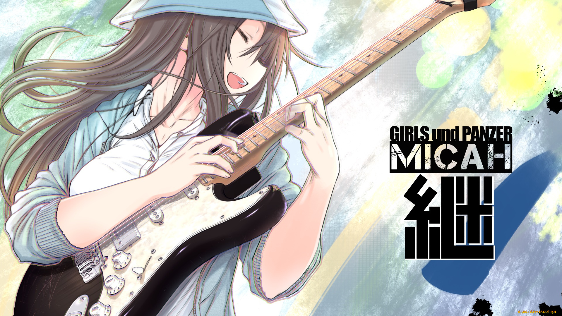 аниме, girls, und, panzer, взгляд, девушка, фон