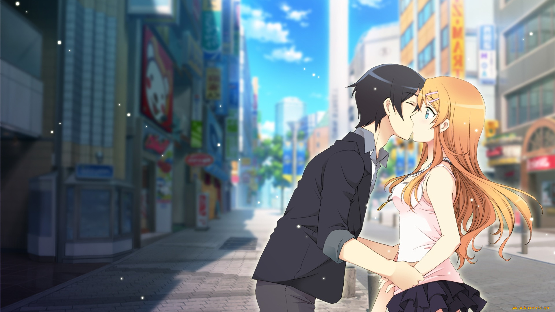 аниме, oreimo, парень, фон, девушка, взгляд