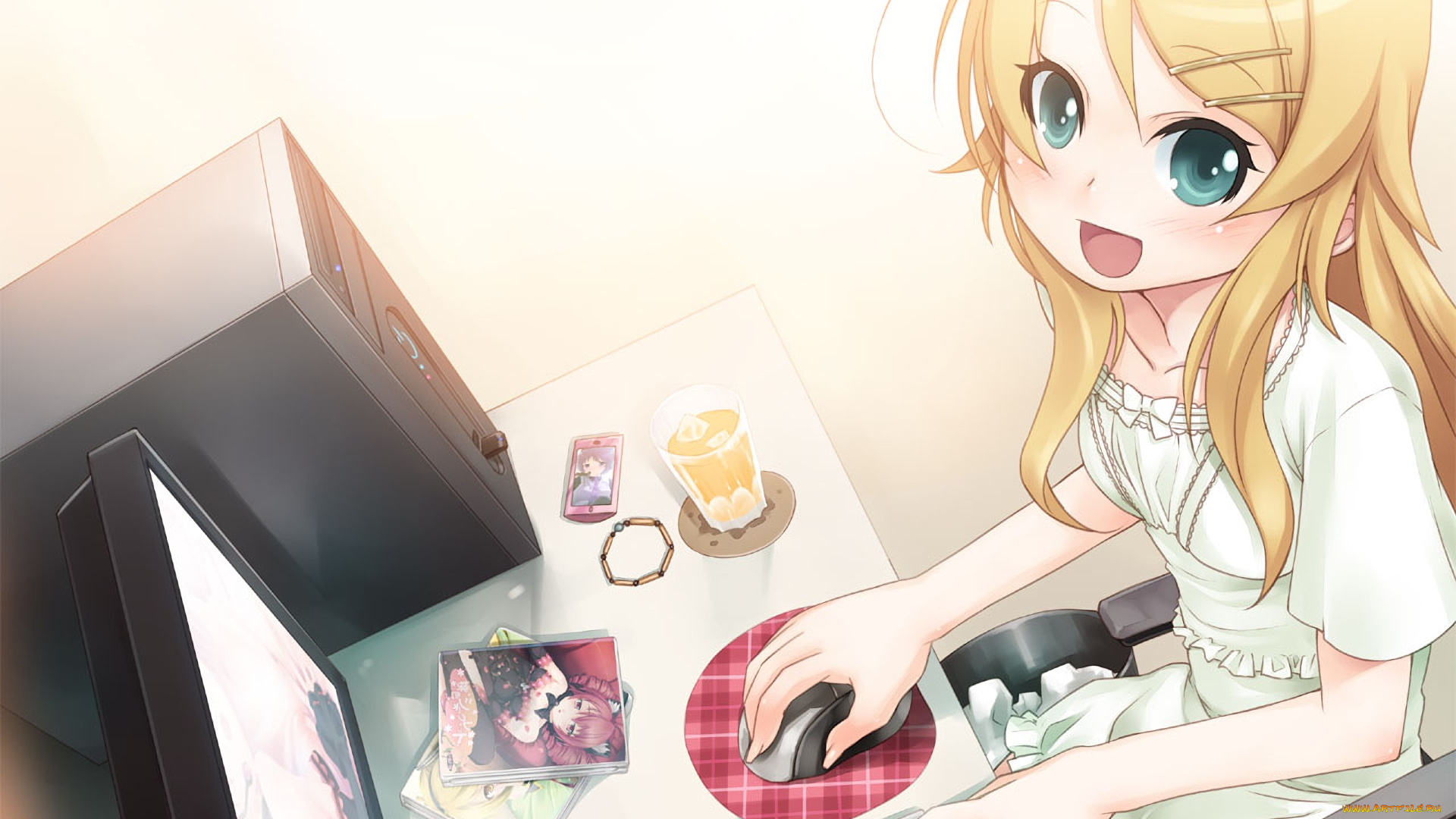 аниме, oreimo, взгляд, девушка, фон