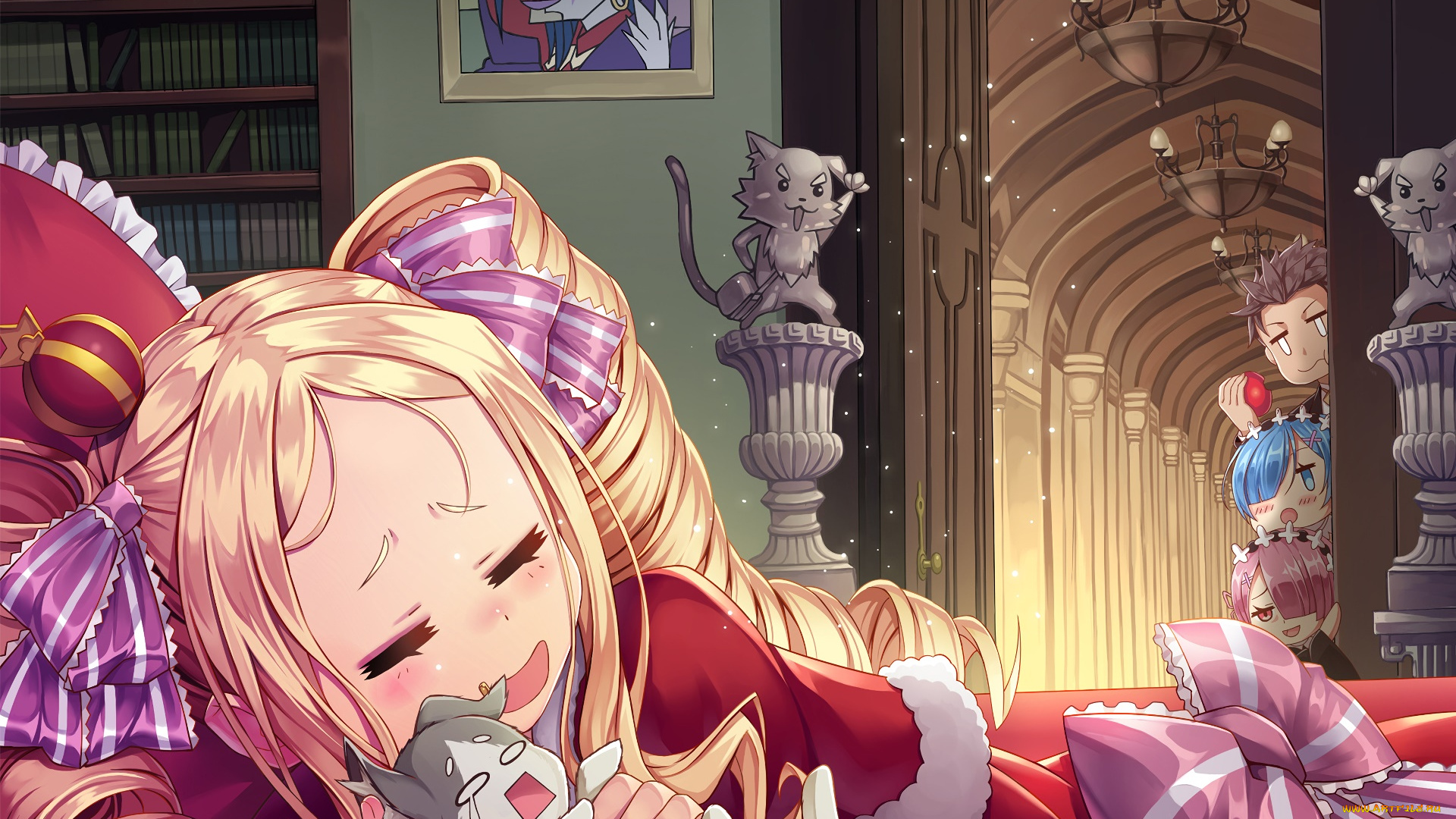 аниме, re, , zero, kara, hajimeru, isekai, seikatsu, взгляд, девушка, фон